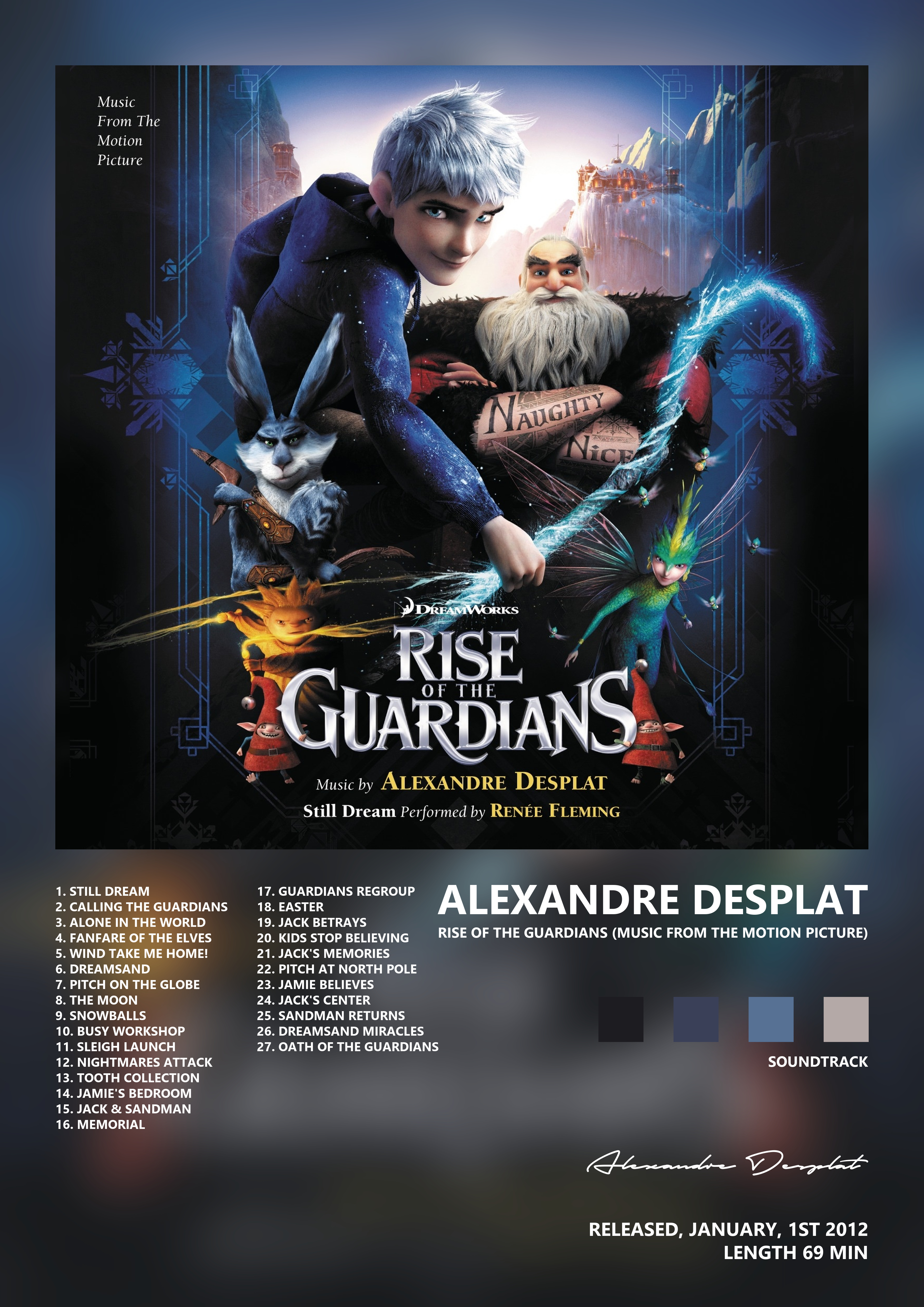 Music poster: Alexandre Desplat - Rise of the Guardians Music from the Motion Picture