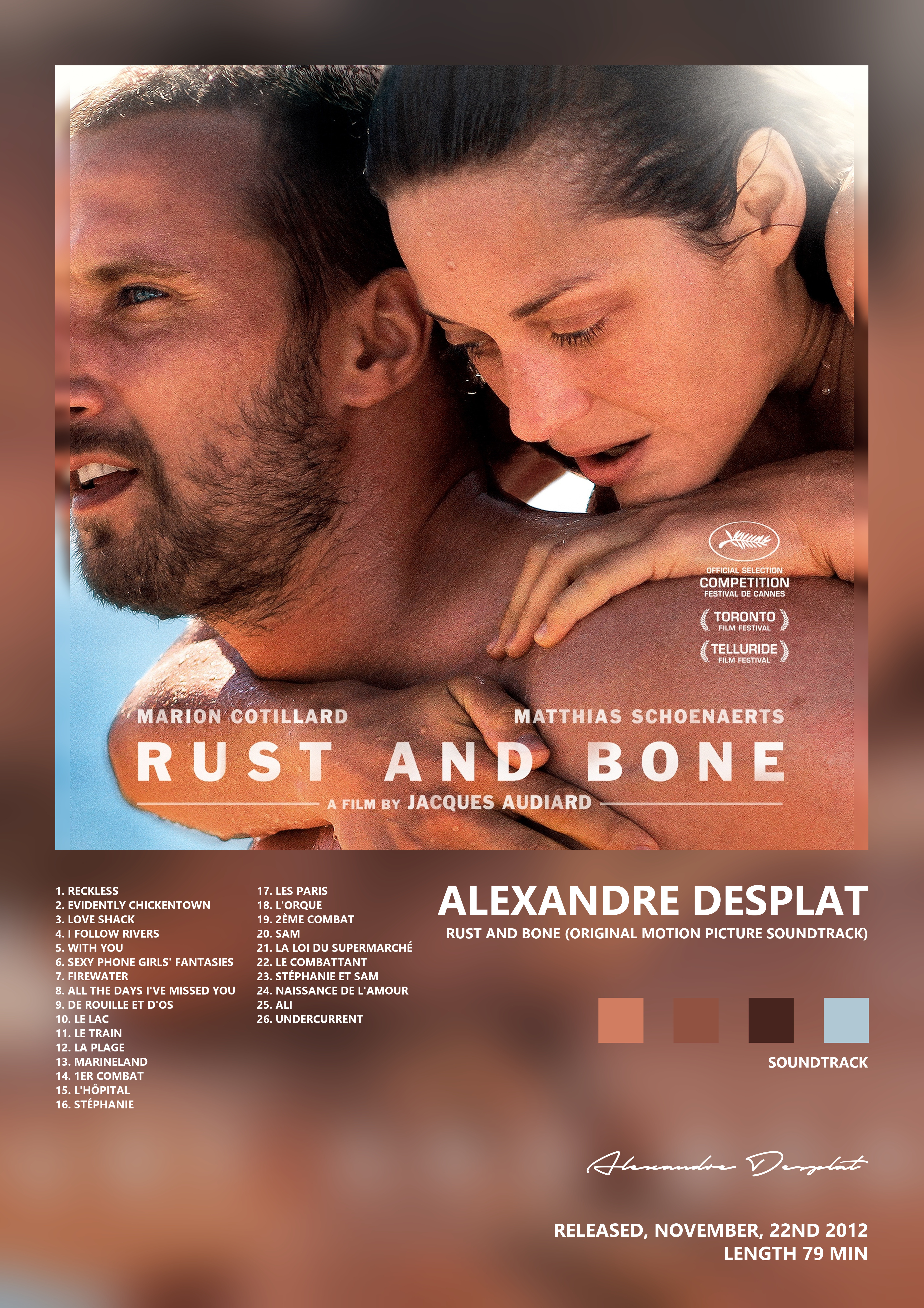 Music poster: Alexandre Desplat - Rust and Bone Original Motion Picture Soundtrack