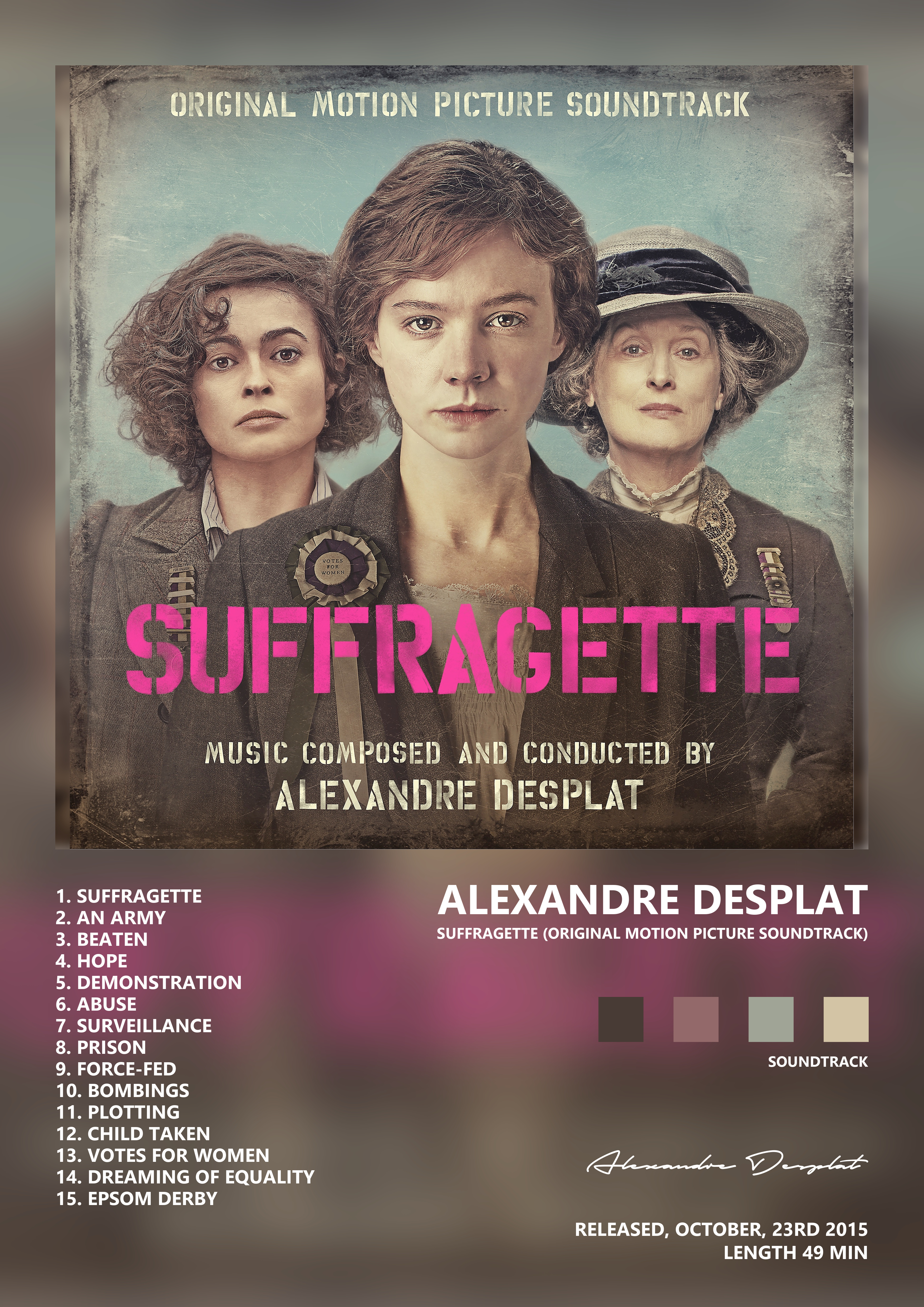 Music poster: Alexandre Desplat - Suffragette Original Motion Picture Soundtrack