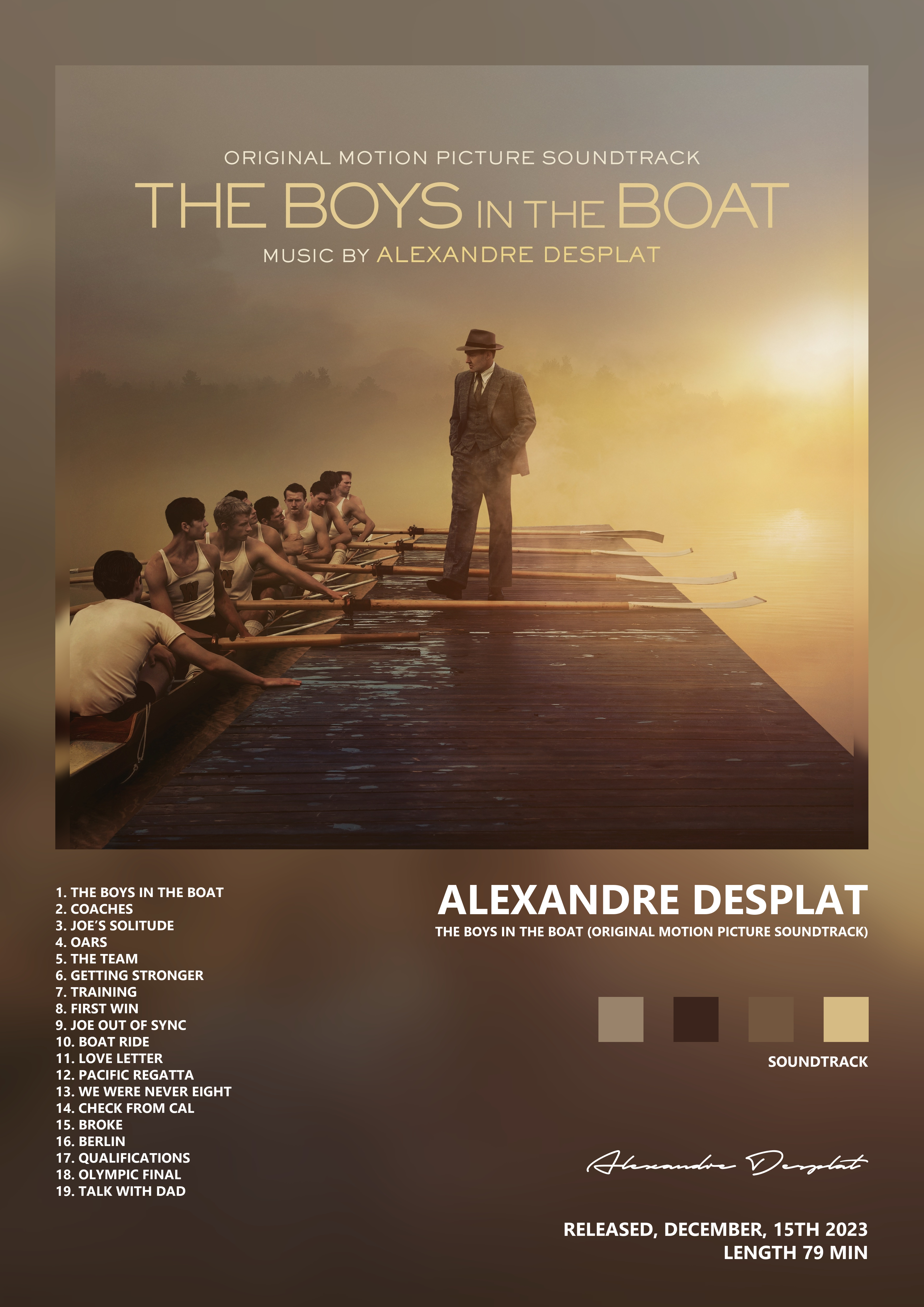Music poster: Alexandre Desplat - The Boys in the Boat Original Motion Picture Soundtrack