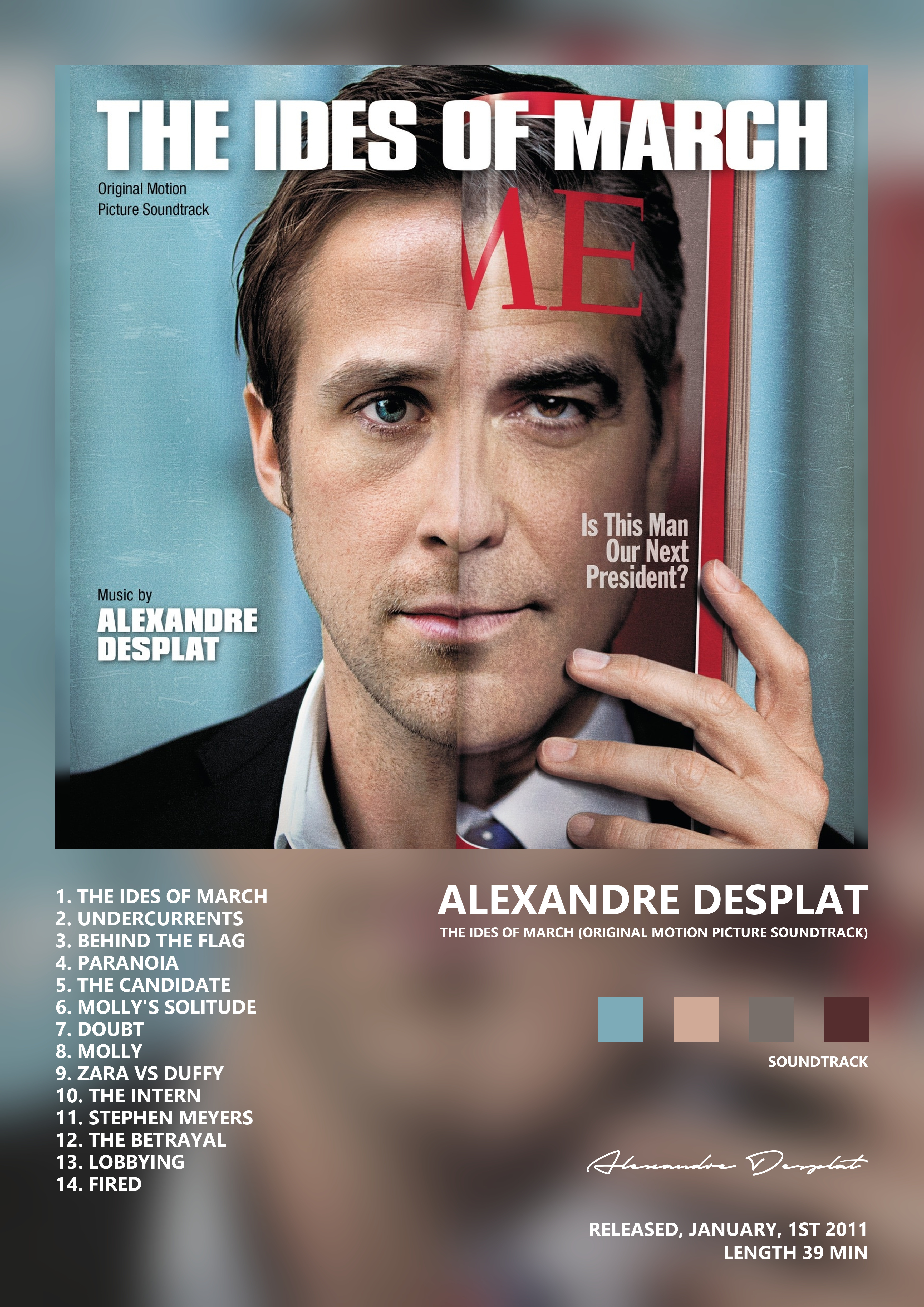 Music poster: Alexandre Desplat - The Ides of March Original Motion Picture Soundtrack