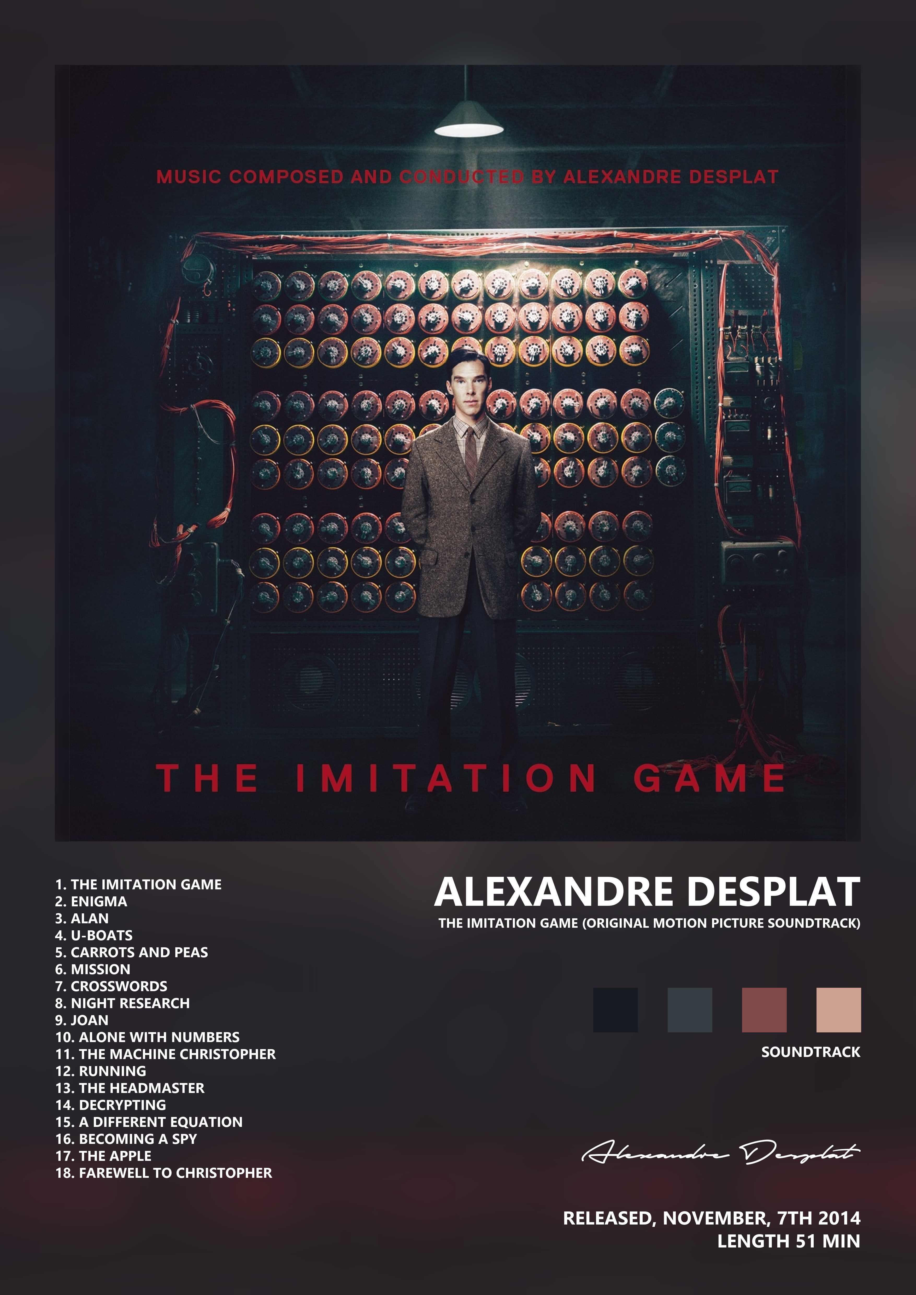 Music poster: Alexandre Desplat - The Imitation Game Original Motion Picture Soundtrack