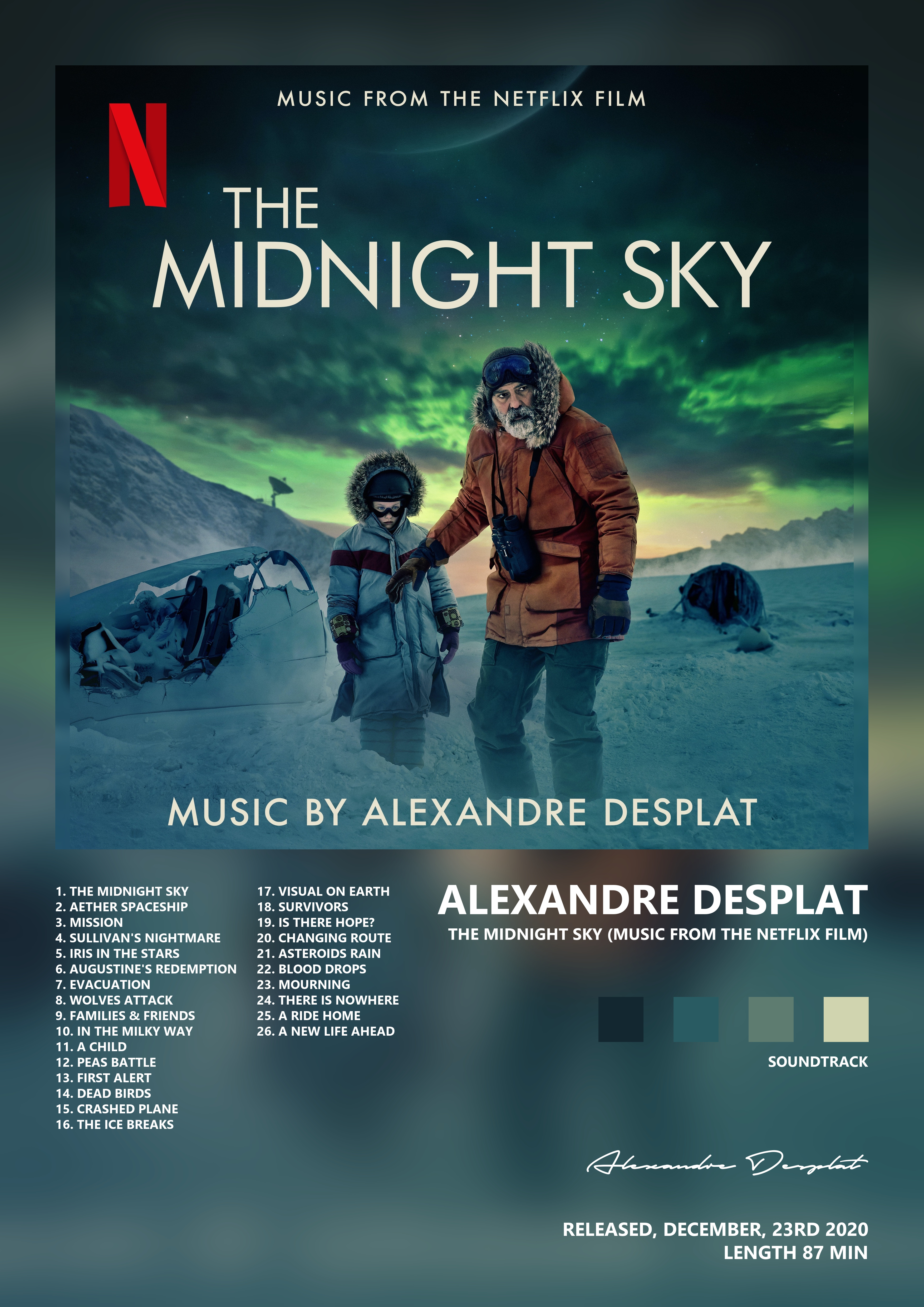 Music poster: Alexandre Desplat - The Midnight Sky Music From The Netflix Film