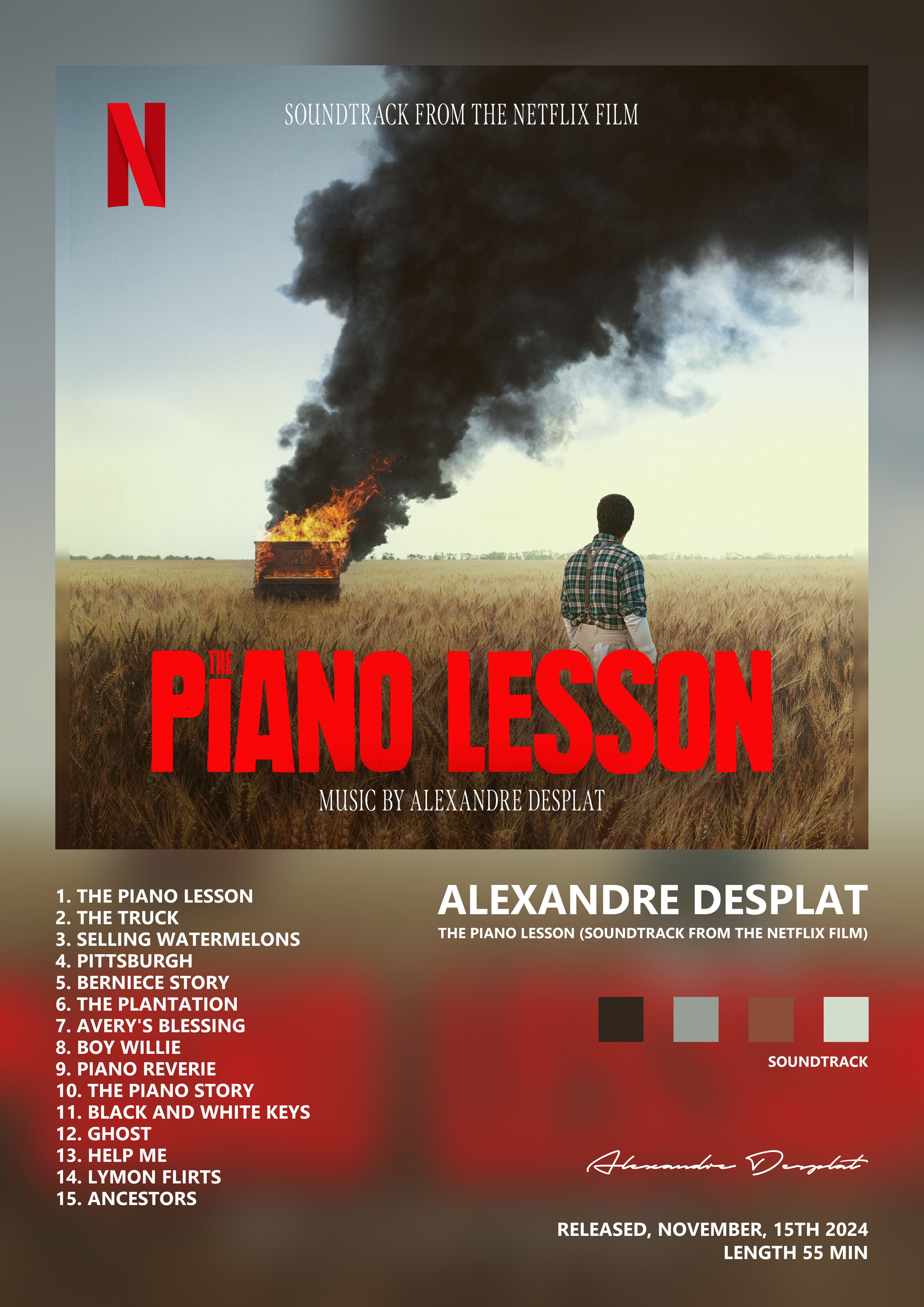 Music poster: Alexandre Desplat - The Piano Lesson Soundtrack from the Netflix Film