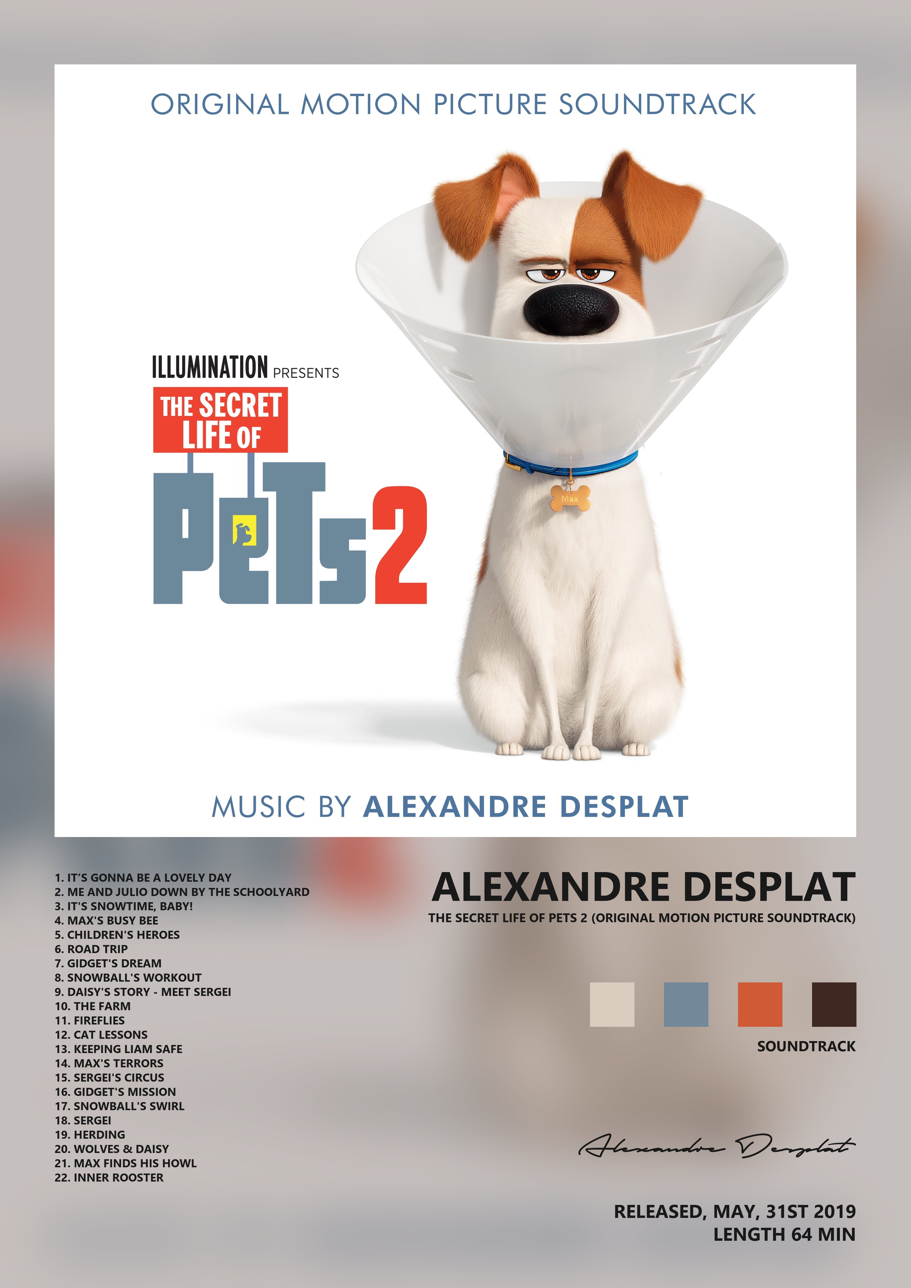 Music poster: Alexandre Desplat - The Secret Life of Pets 2 Original Motion Picture Soundtrack