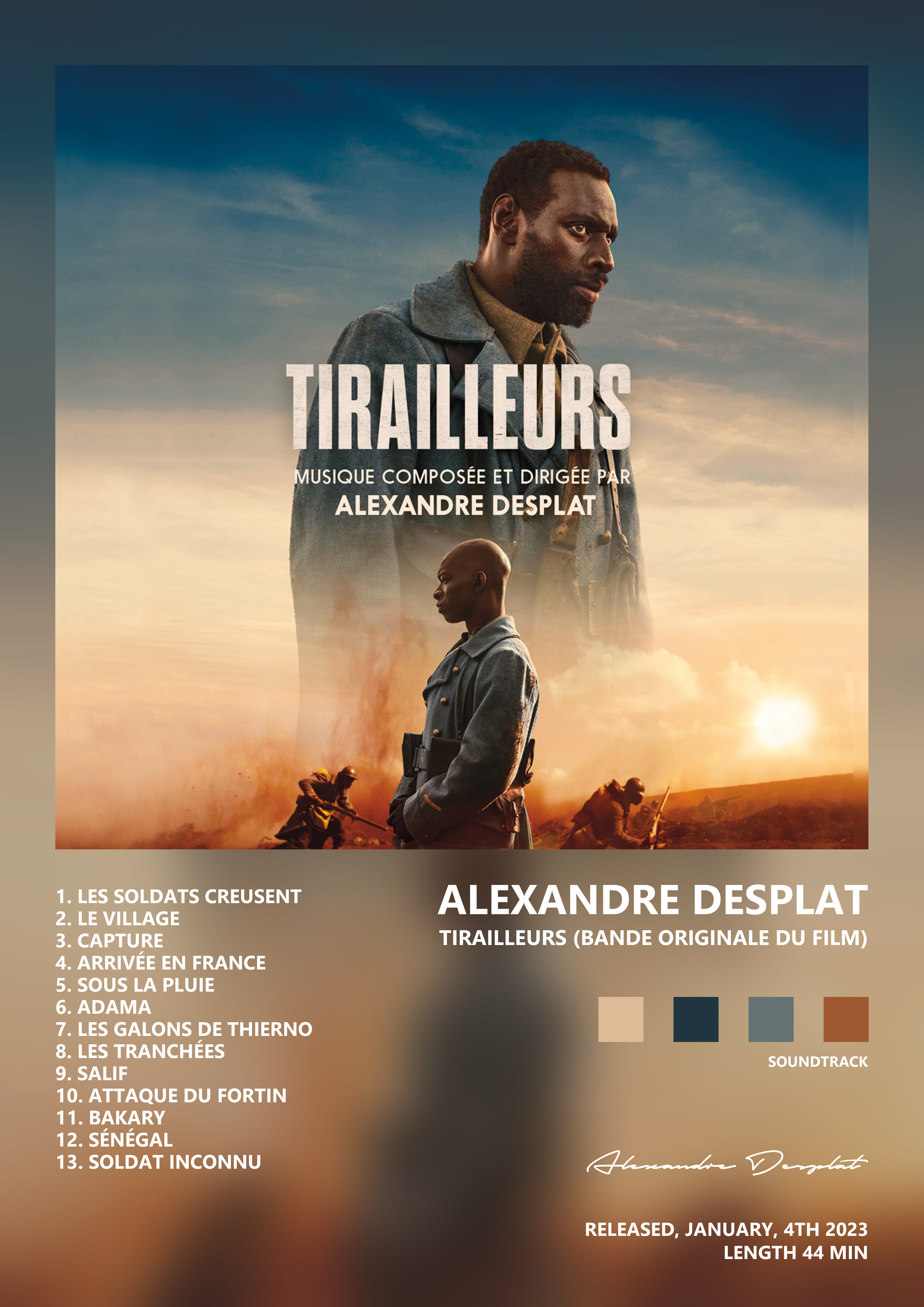 Music poster: Alexandre Desplat - Tirailleurs Bande Originale du Film