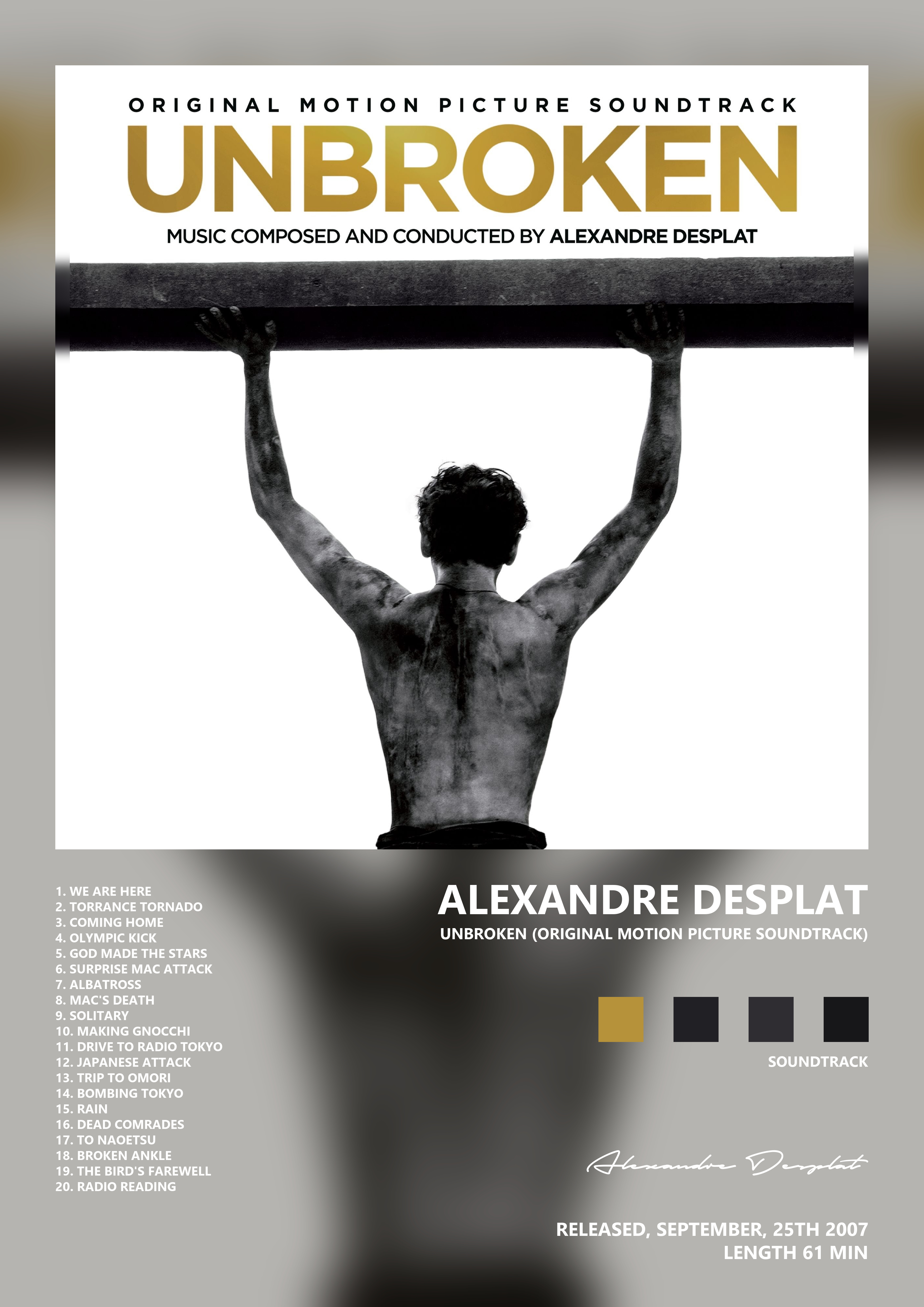 Music poster: Alexandre Desplat - Unbroken Original Motion Picture Soundtrack