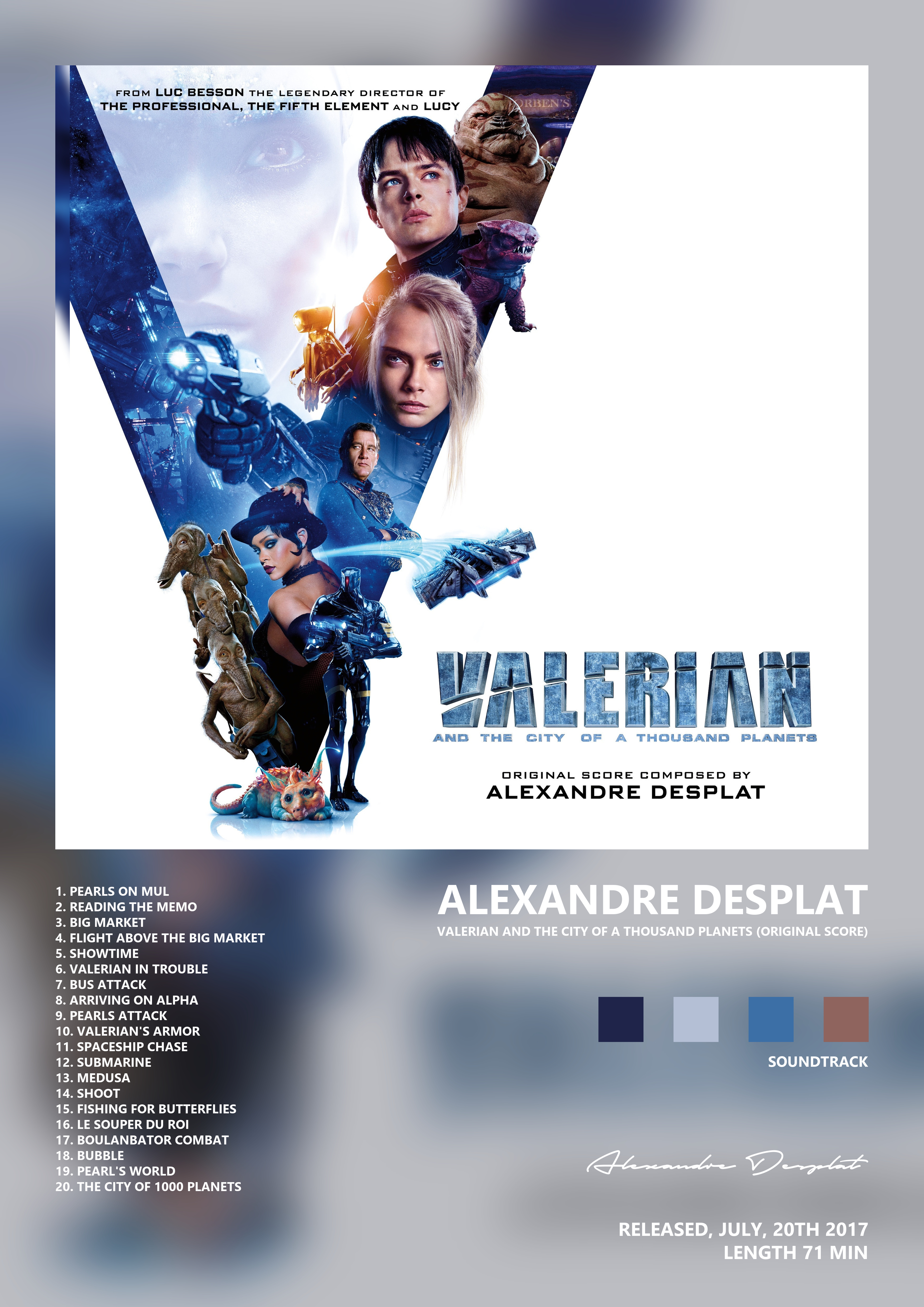 Music poster: Alexandre Desplat - Valerian and the City of a Thousand Planets Original Score