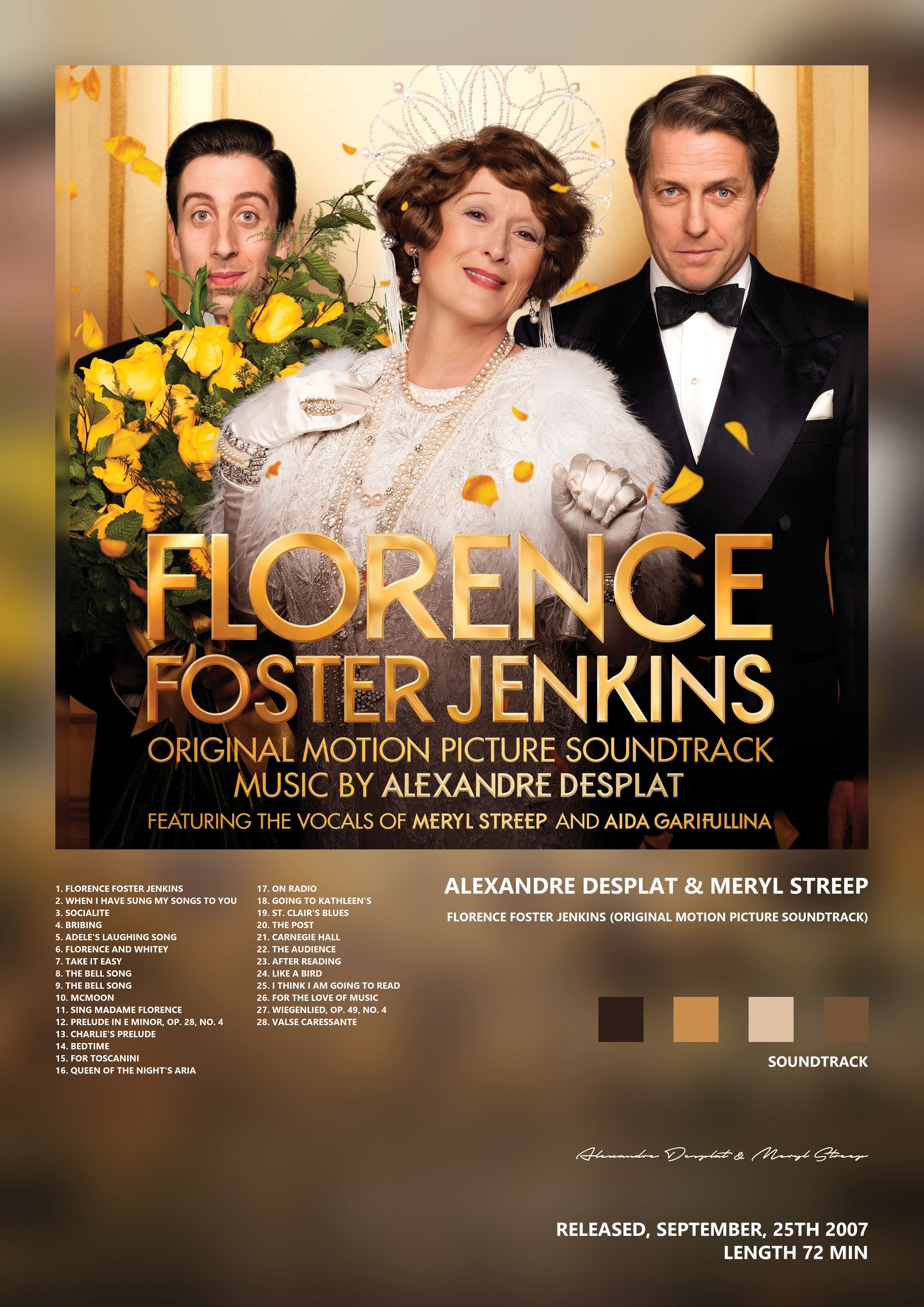 Music poster: Alexandre Desplat Meryl Streep - Florence Foster Jenkins Original Motion Picture Soundtrack