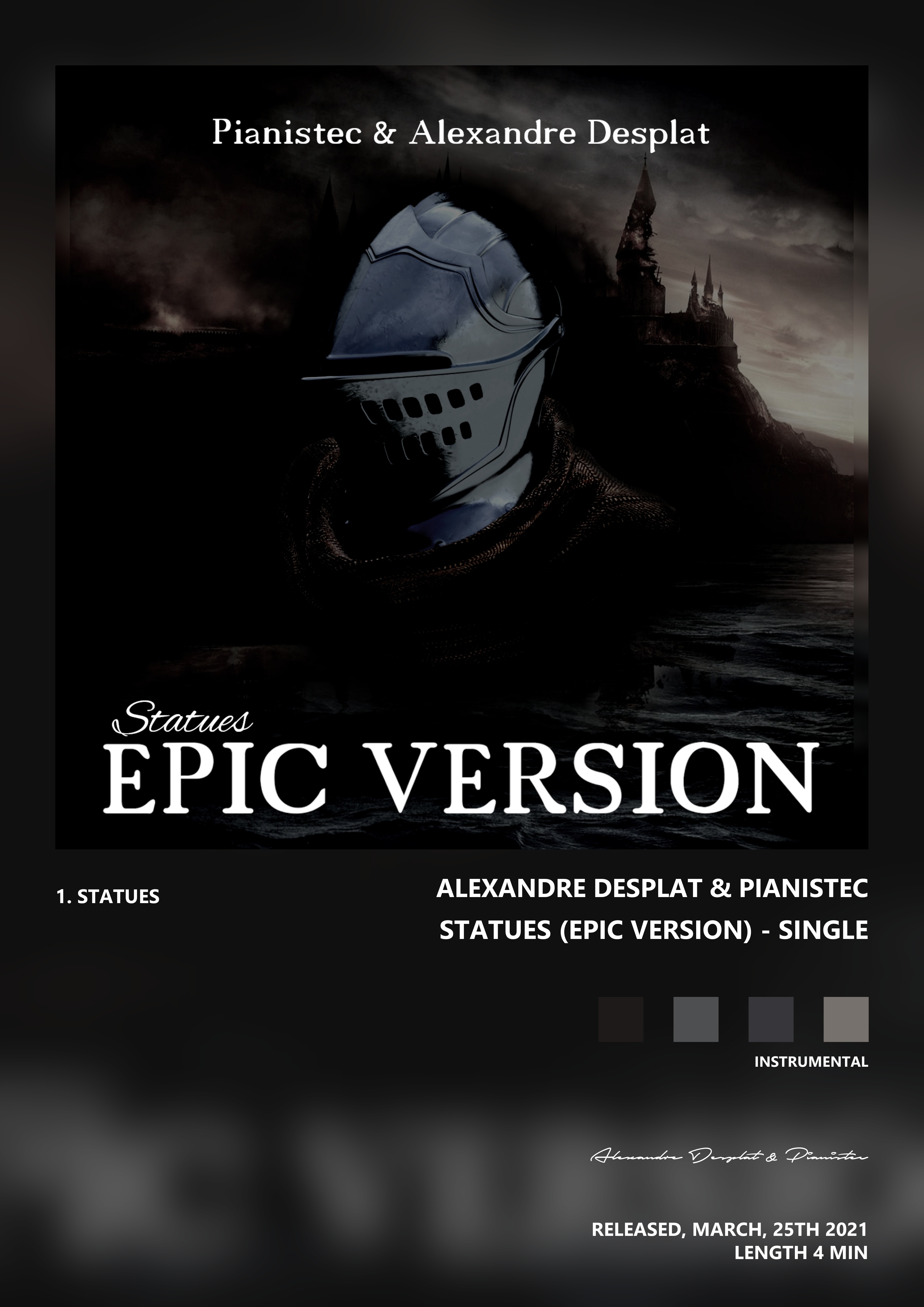 Music poster: Alexandre Desplat Pianistec - Statues Epic Version - Single