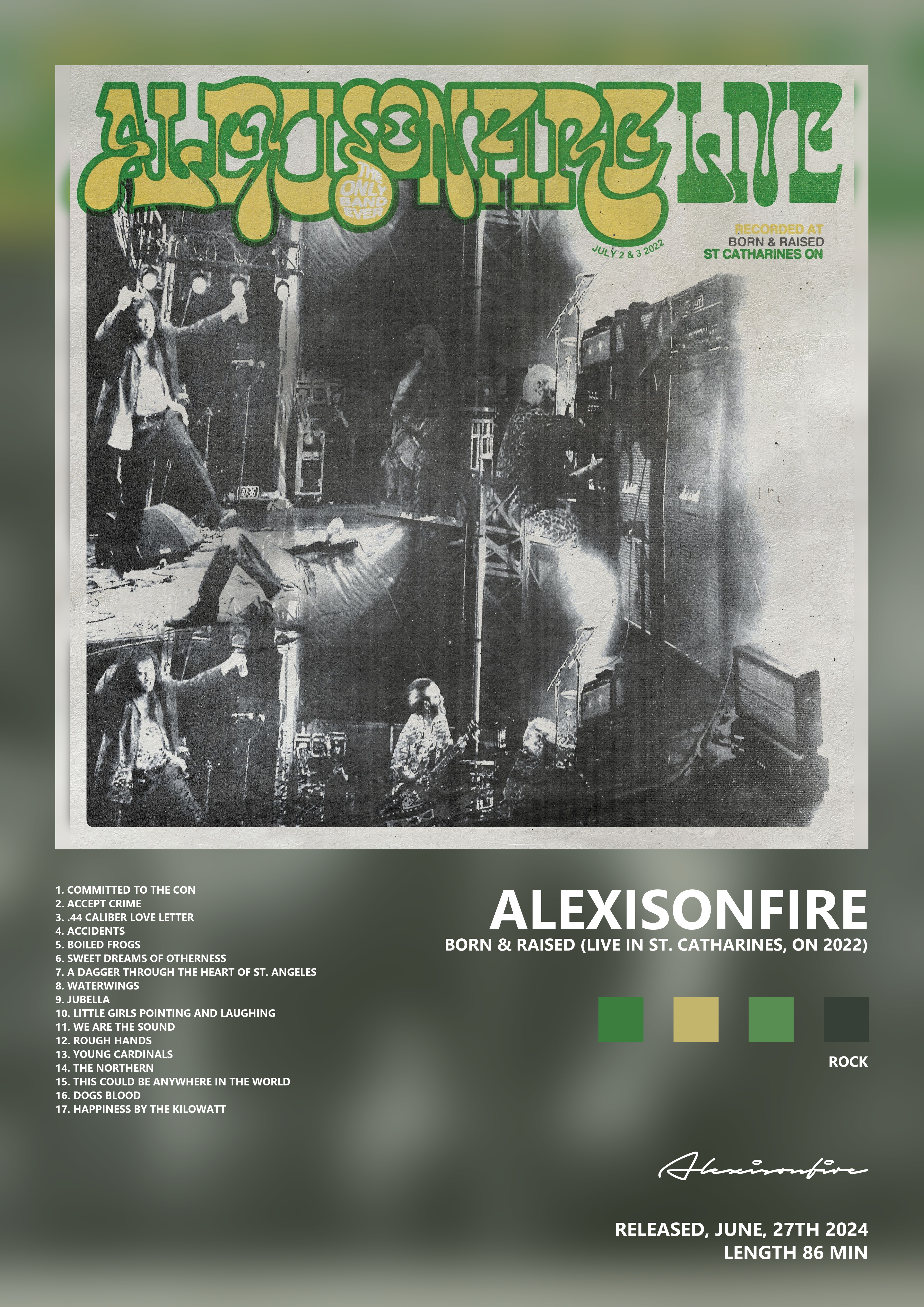 Music poster: Alexisonfire - Born Raised LIVE in St Catharines ON 2022