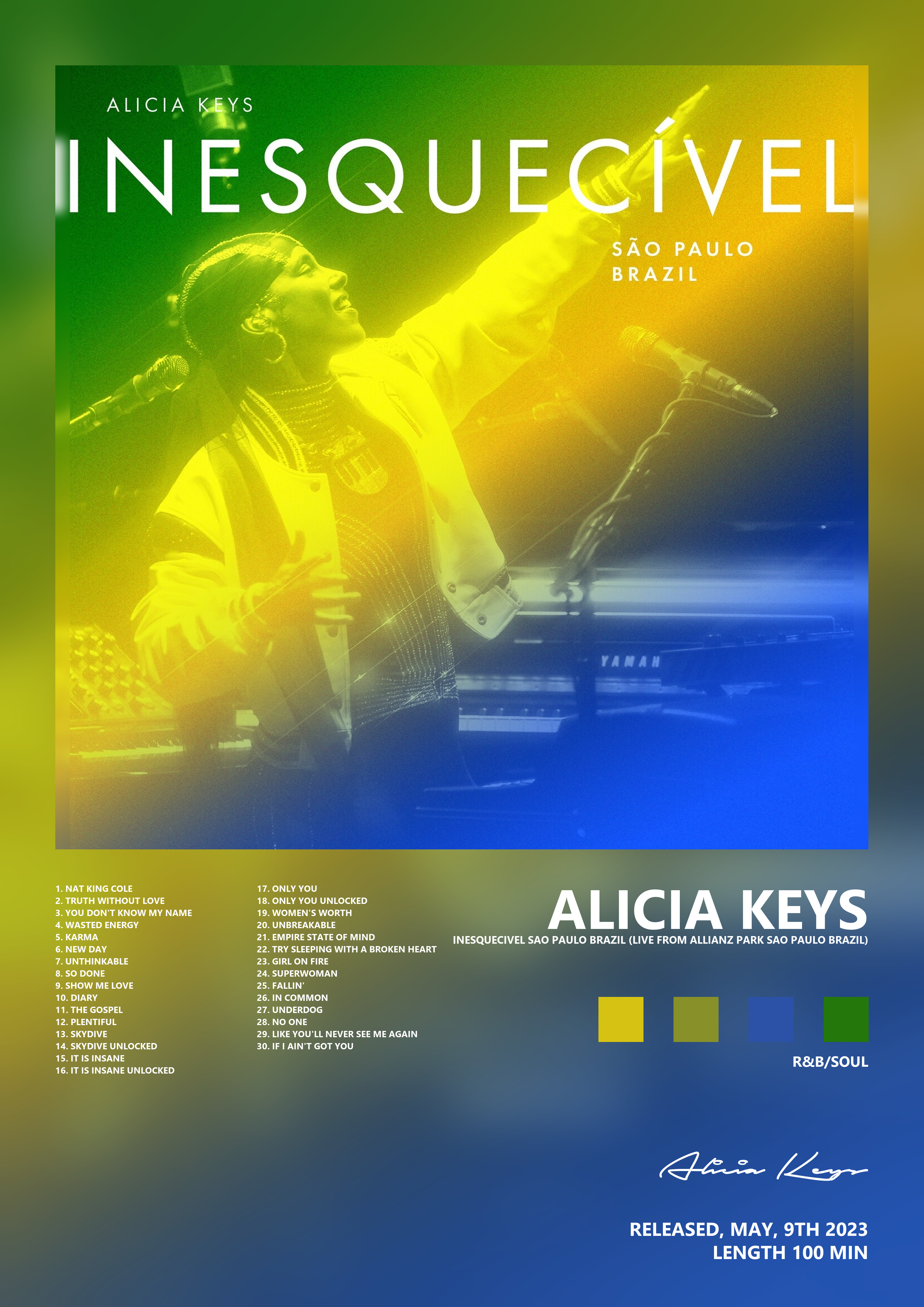 Music poster: Alicia Keys - Inesquecivel Sao Paulo Brazil Live from Allianz Park Sao Paulo Brazil