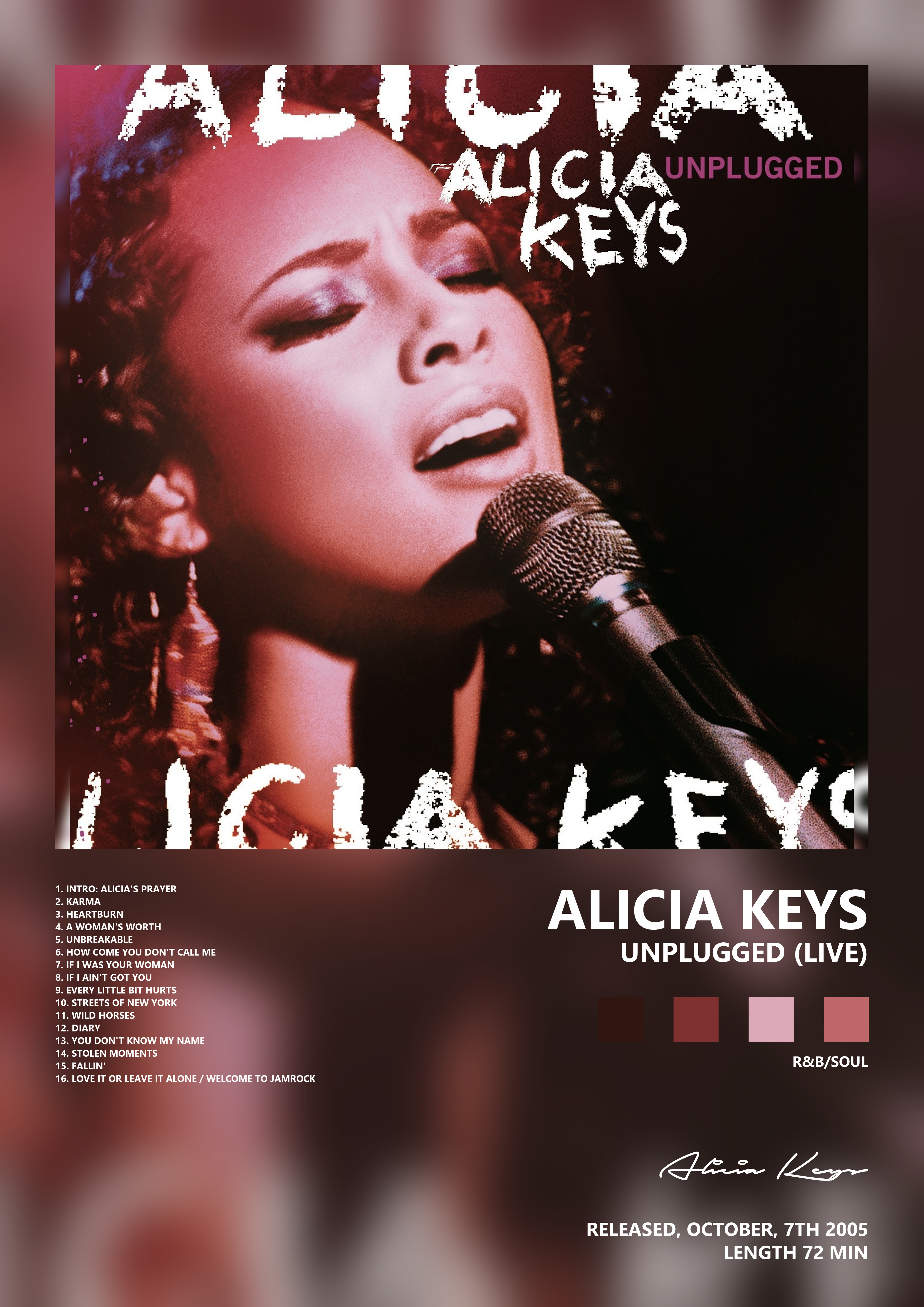 Music poster: Alicia Keys - Unplugged Live