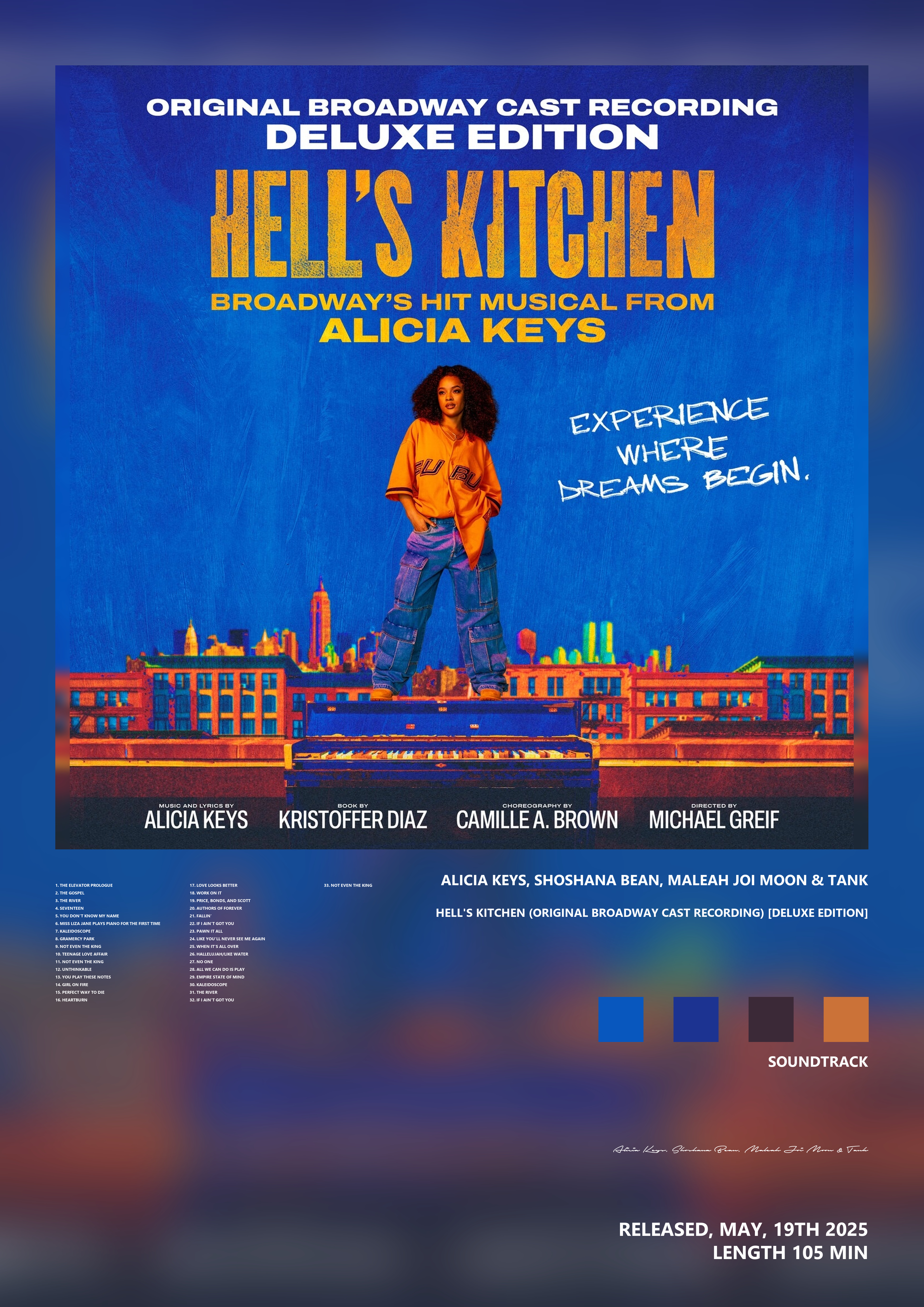 Music poster: Alicia Keys Shoshana Bean Maleah Joi Moon Tank - Hells Kitchen Original Broadway Cast Recording Deluxe Edition
