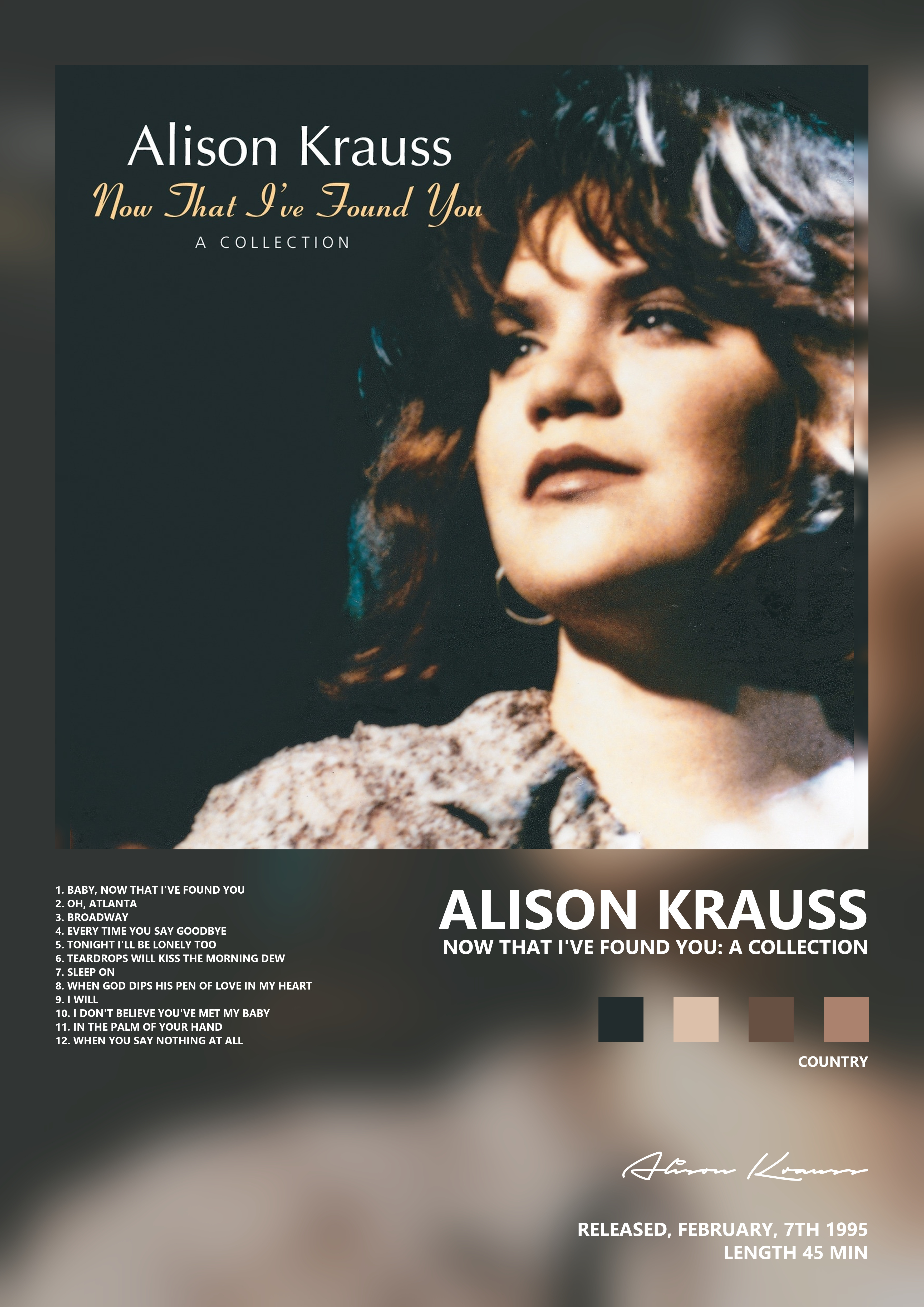 Music poster: Alison Krauss - Now That Ive Found You A Collection