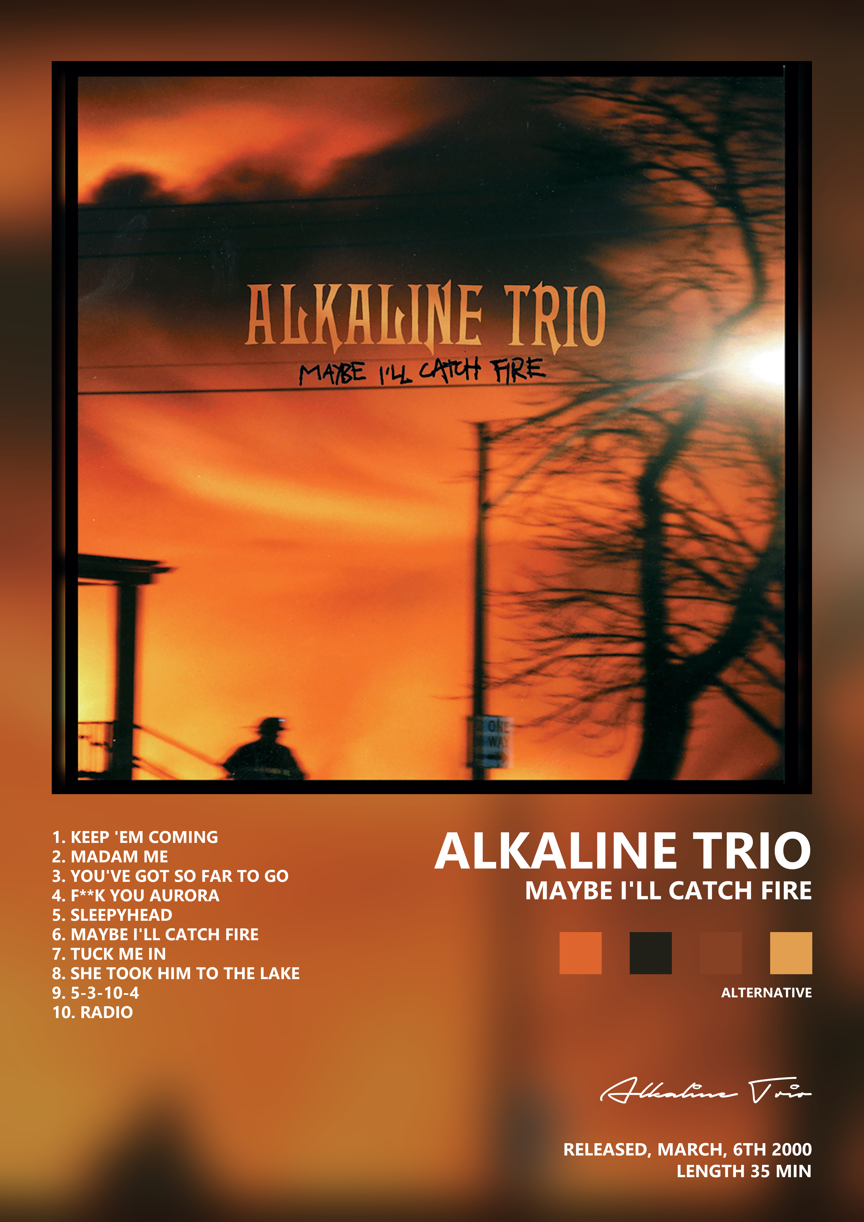 Music poster: Alkaline Trio - Maybe Ill Catch Fire
