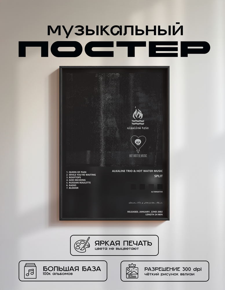 Music poster: Alkaline Trio Hot Water Music - Split