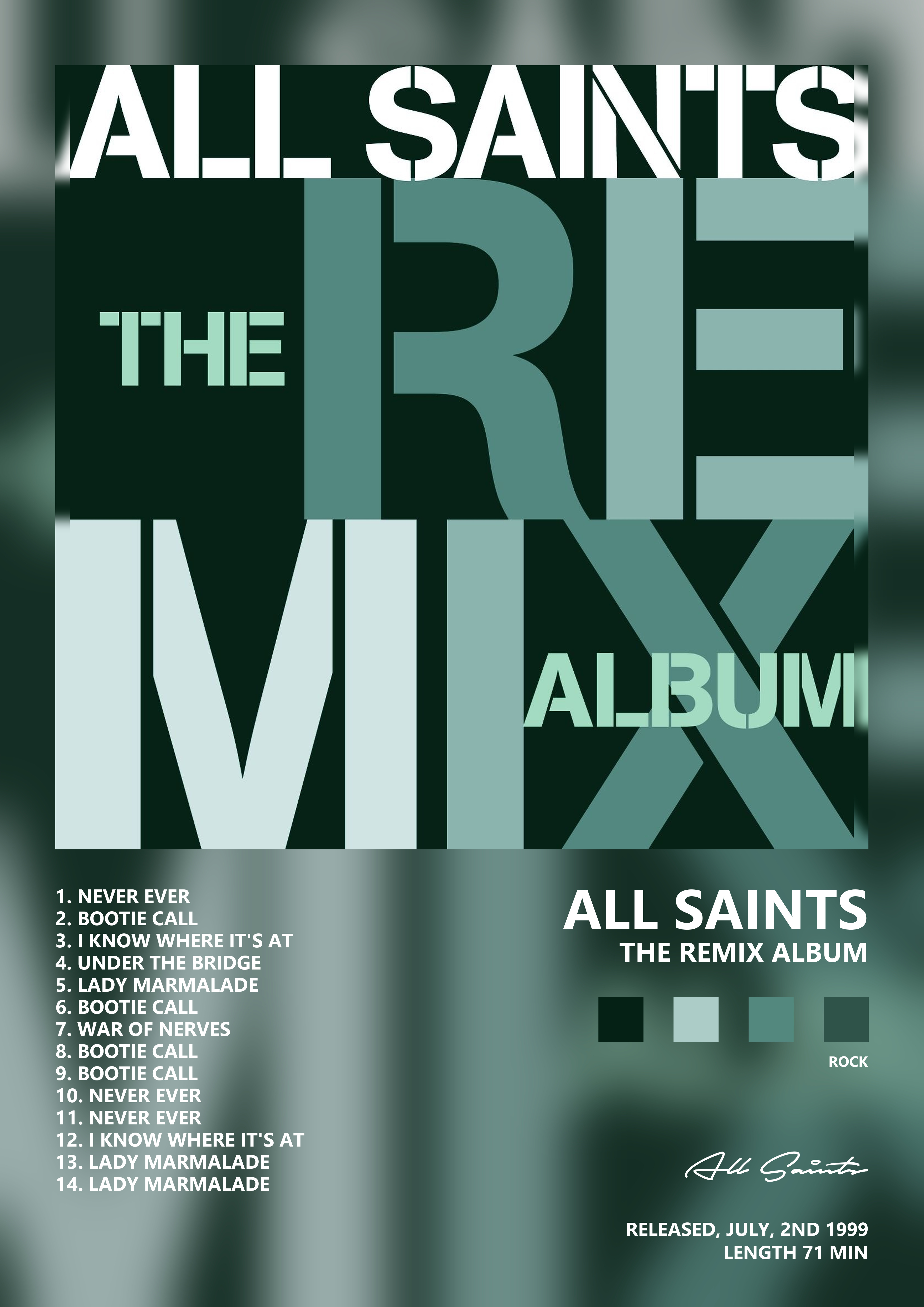 Music poster: All Saints - The Remix Album