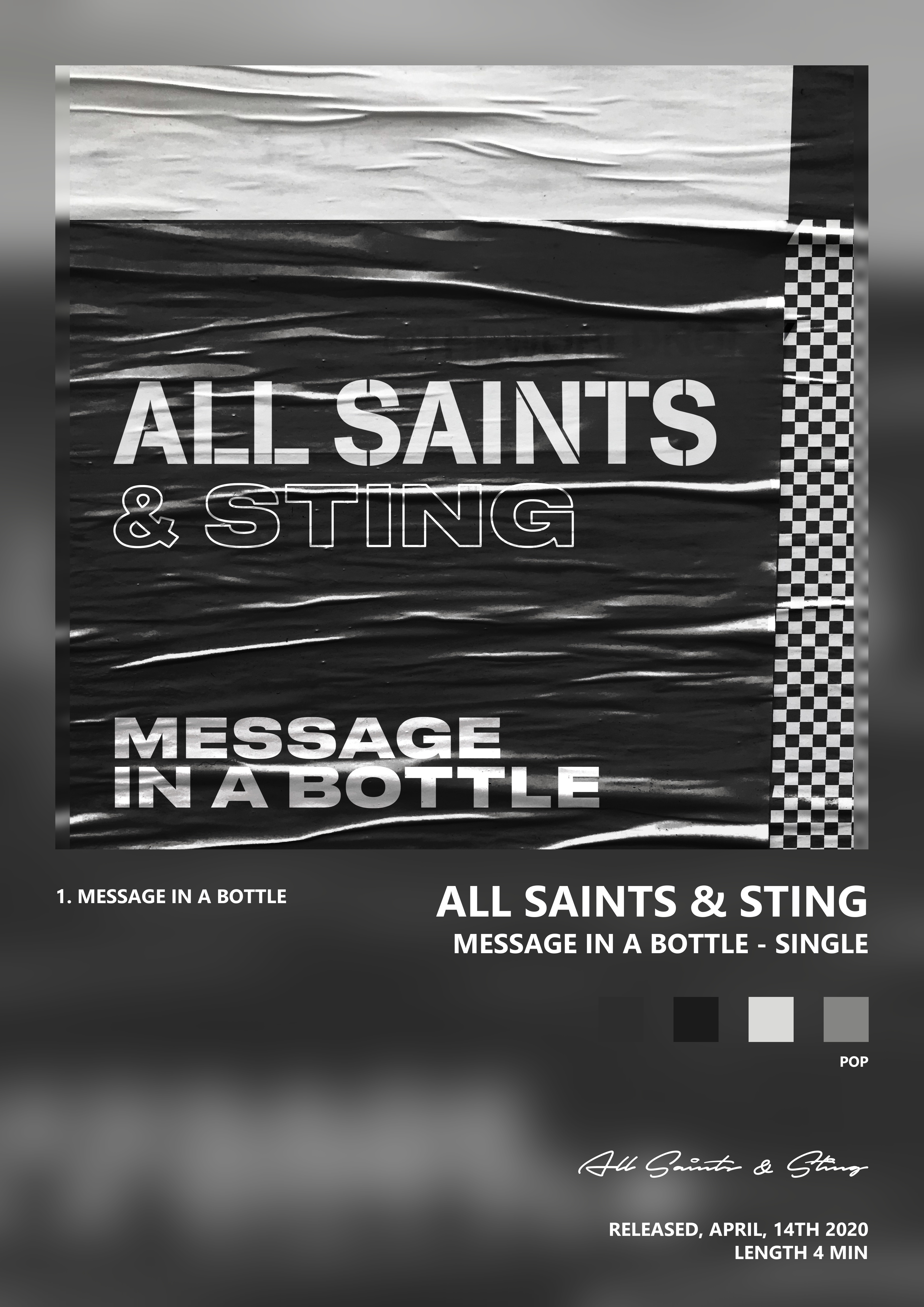 Music poster: All Saints Sting - Message in a Bottle - Single