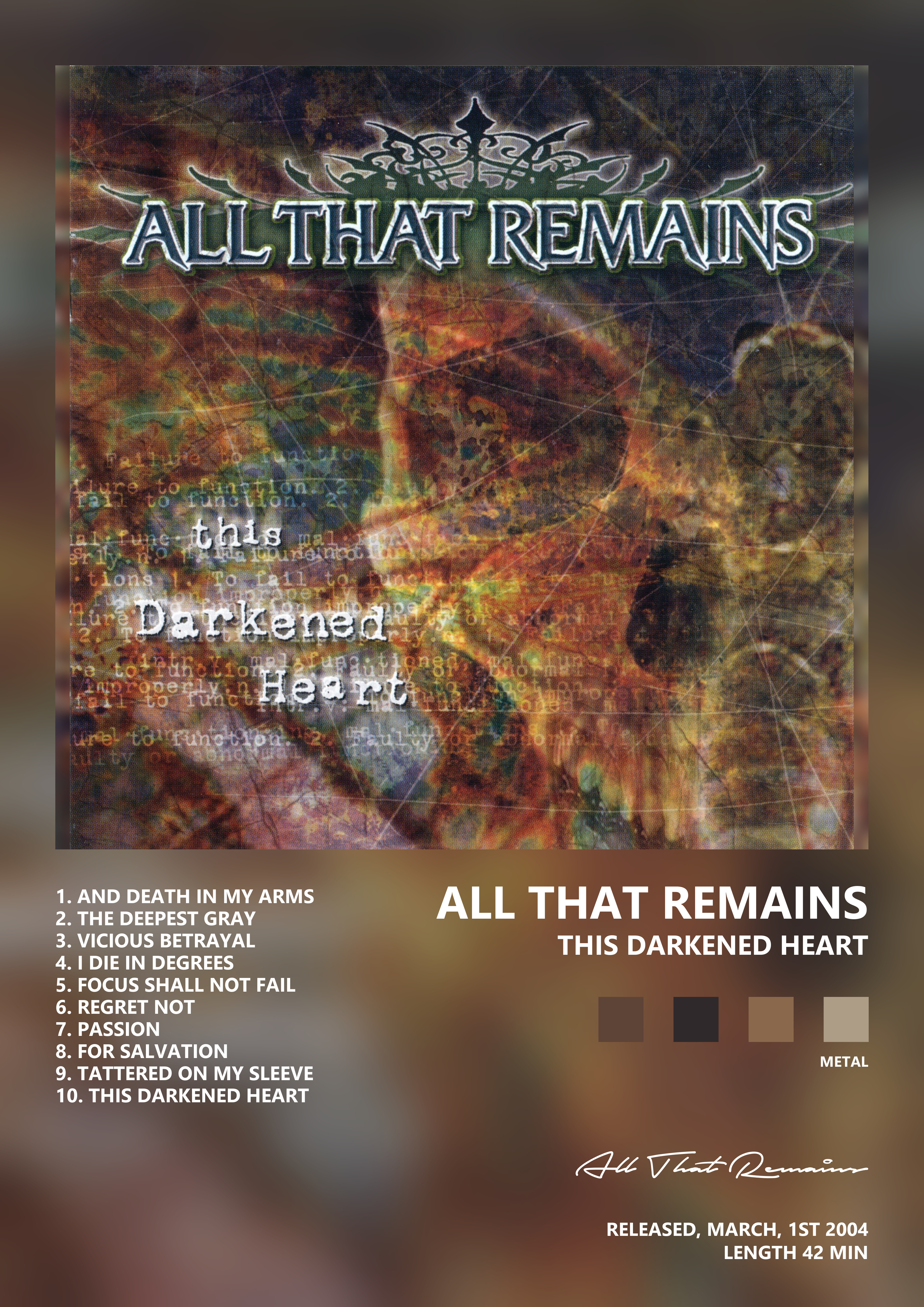 Music poster: All That Remains - This Darkened Heart