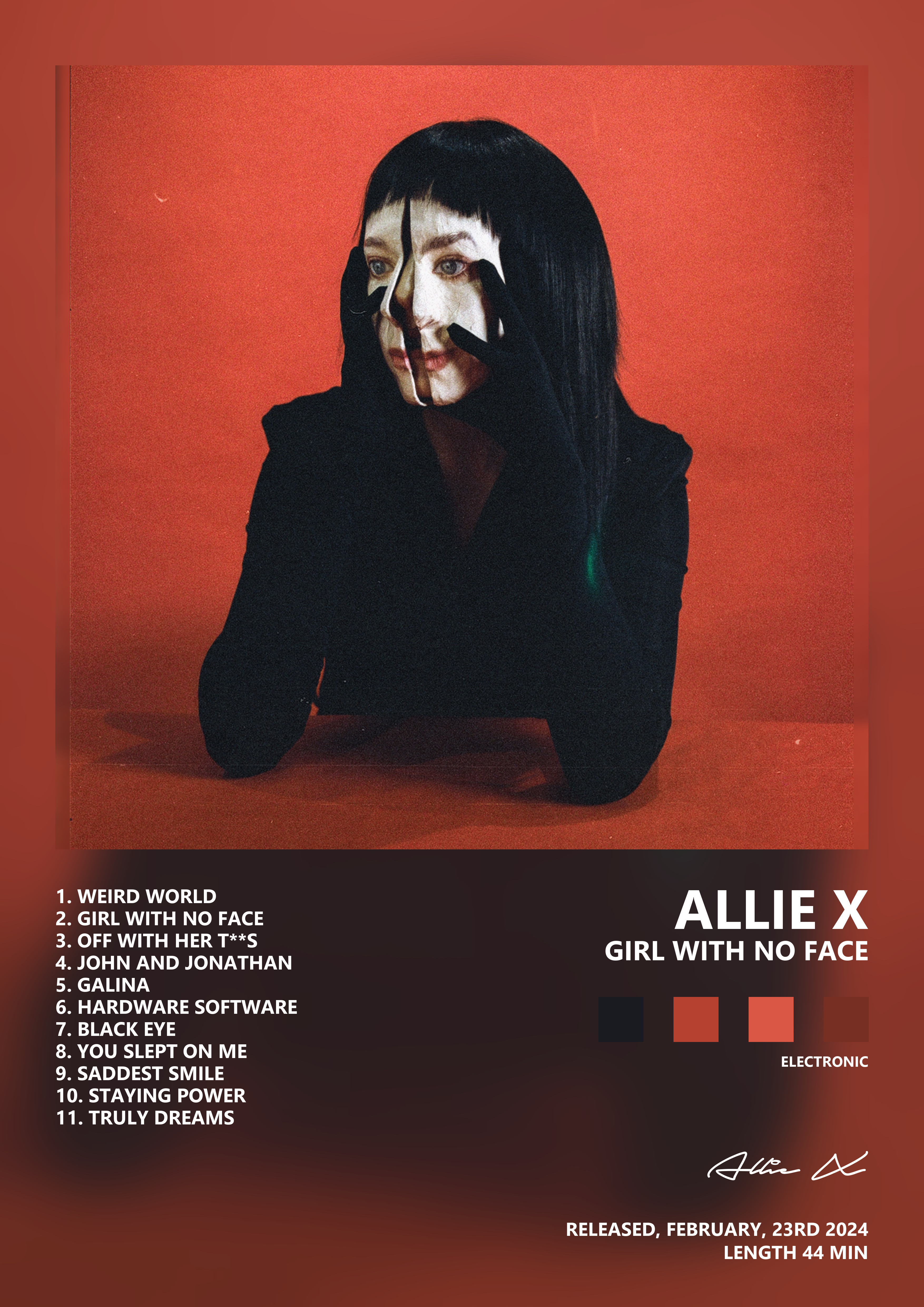 Music poster: Allie X - Girl With No Face