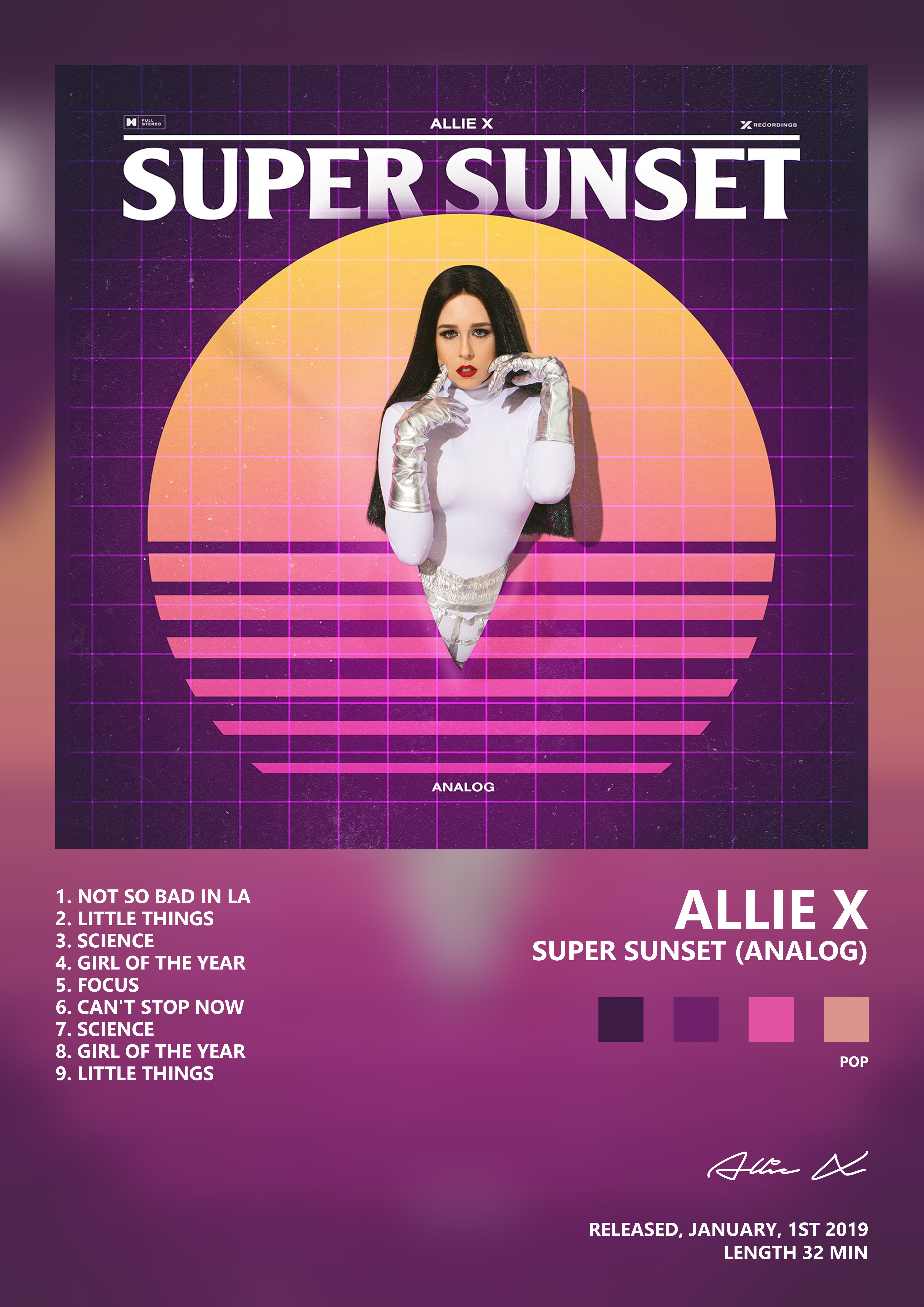Music poster: Allie X - Super Sunset Analog