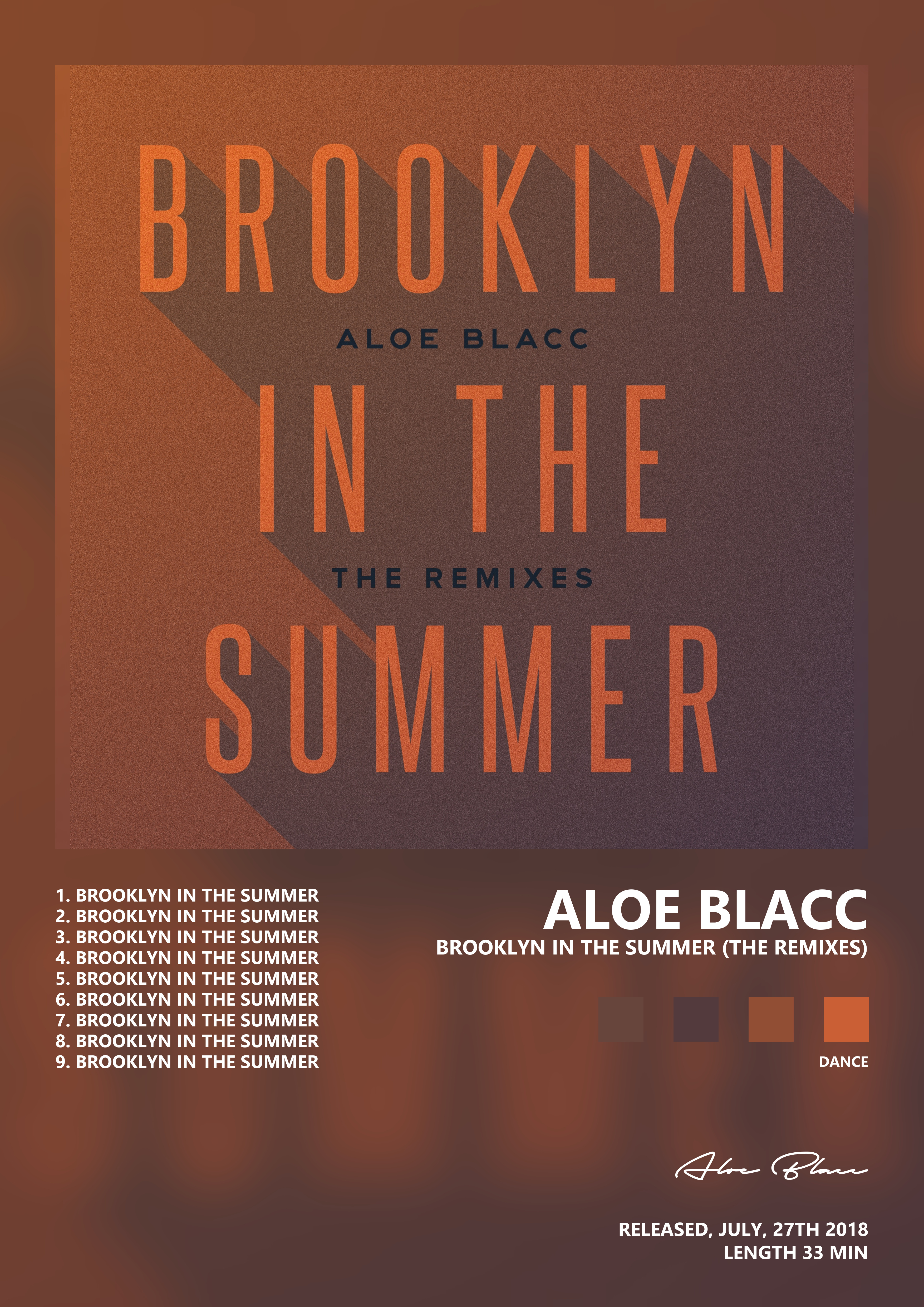 Music poster: Aloe Blacc - Brooklyn in the Summer The Remixes