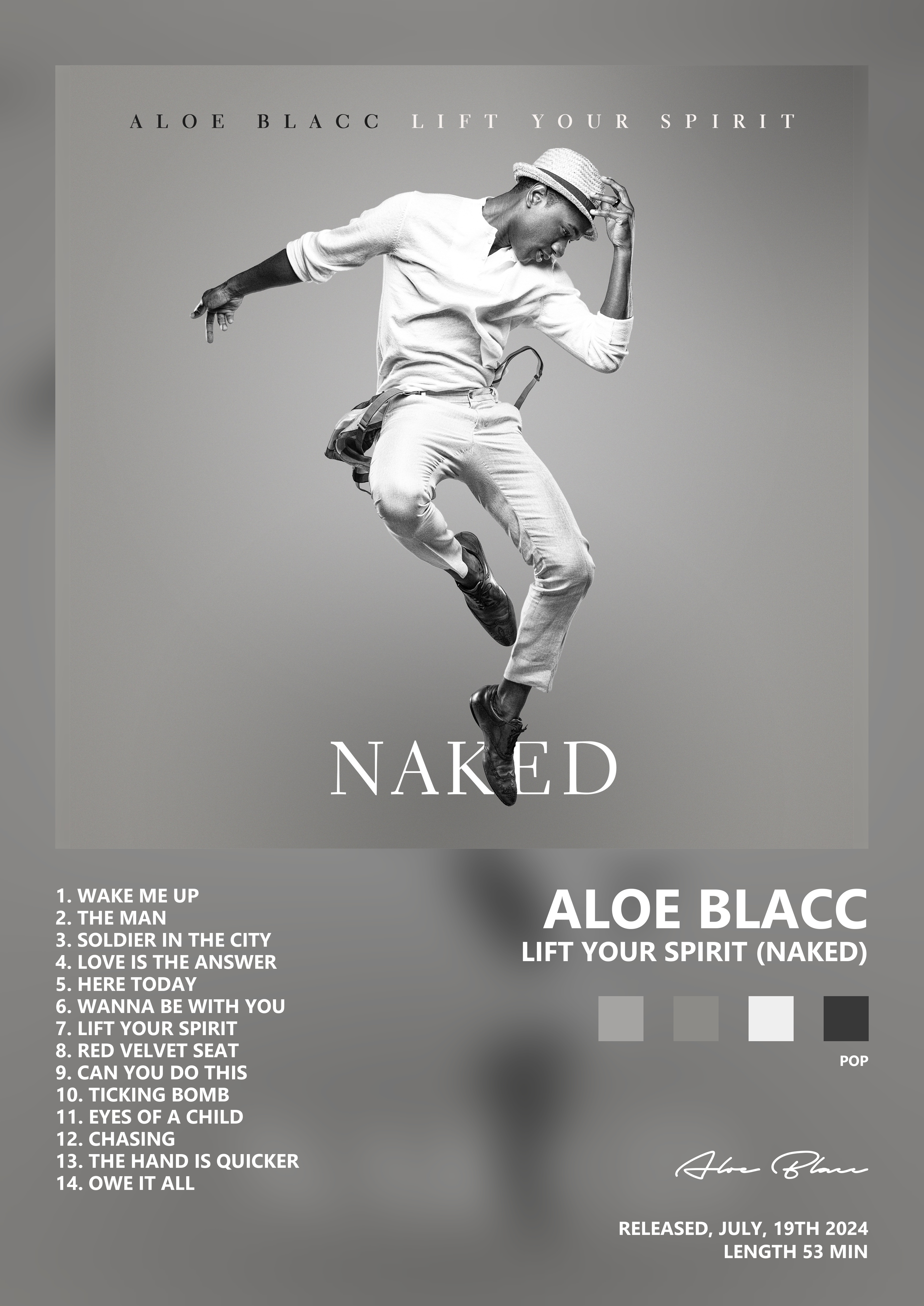 Music poster: Aloe Blacc - Lift Your Spirit Naked
