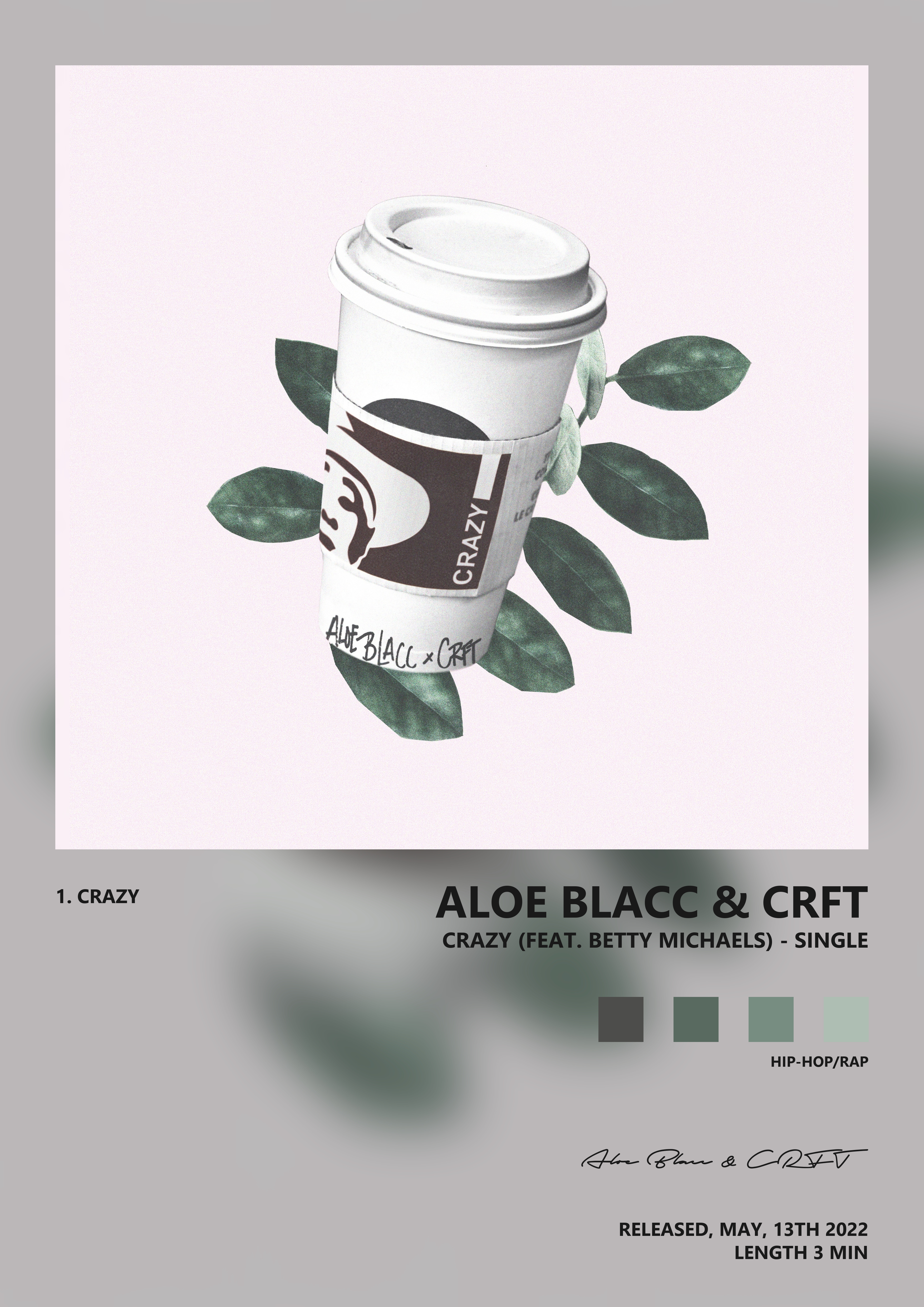 Music poster: Aloe Blacc CRFT - Crazy feat Betty Michaels - Single