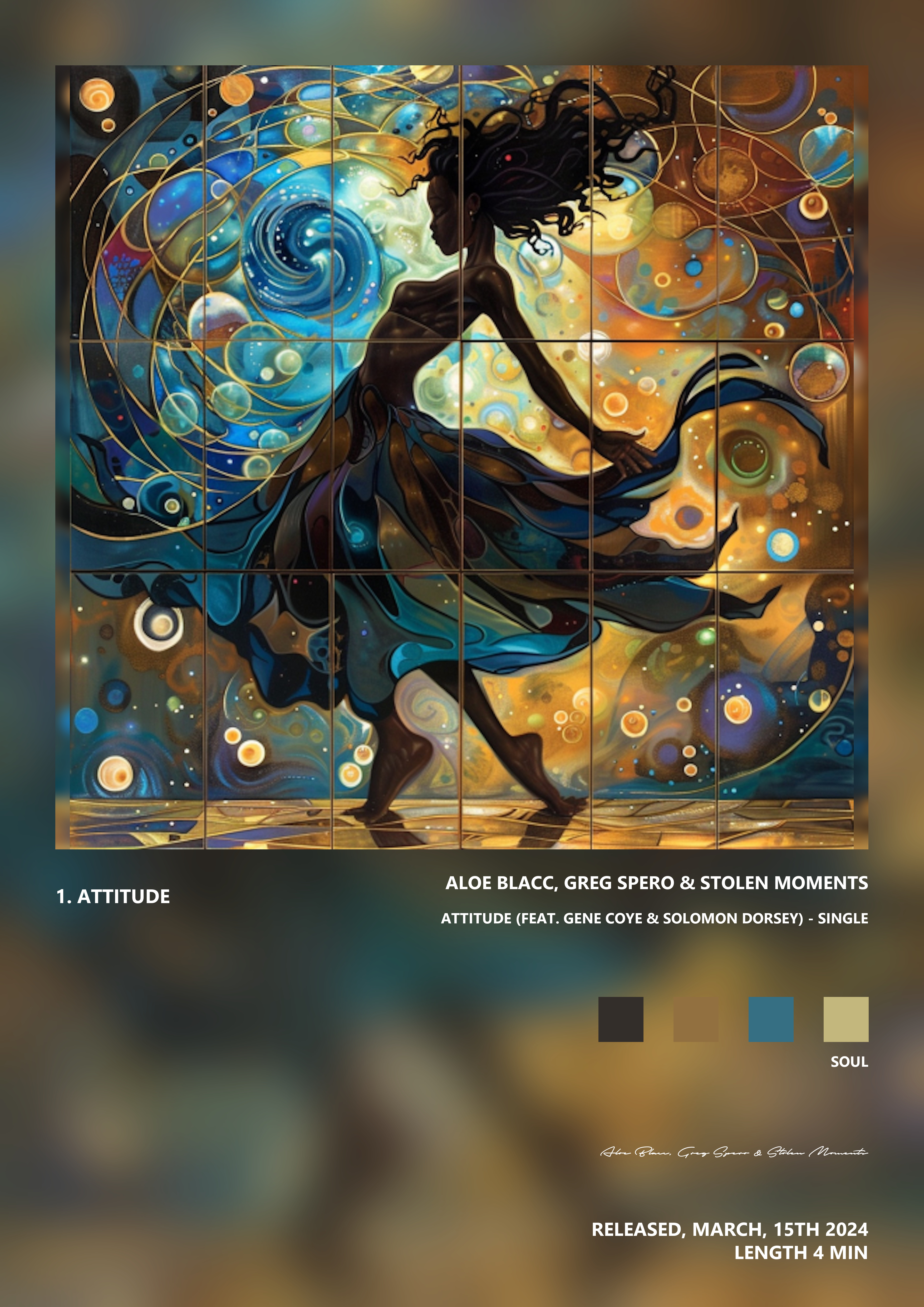 Music poster: Aloe Blacc Greg Spero Stolen Moments - Attitude feat Gene Coye Solomon Dorsey - Single