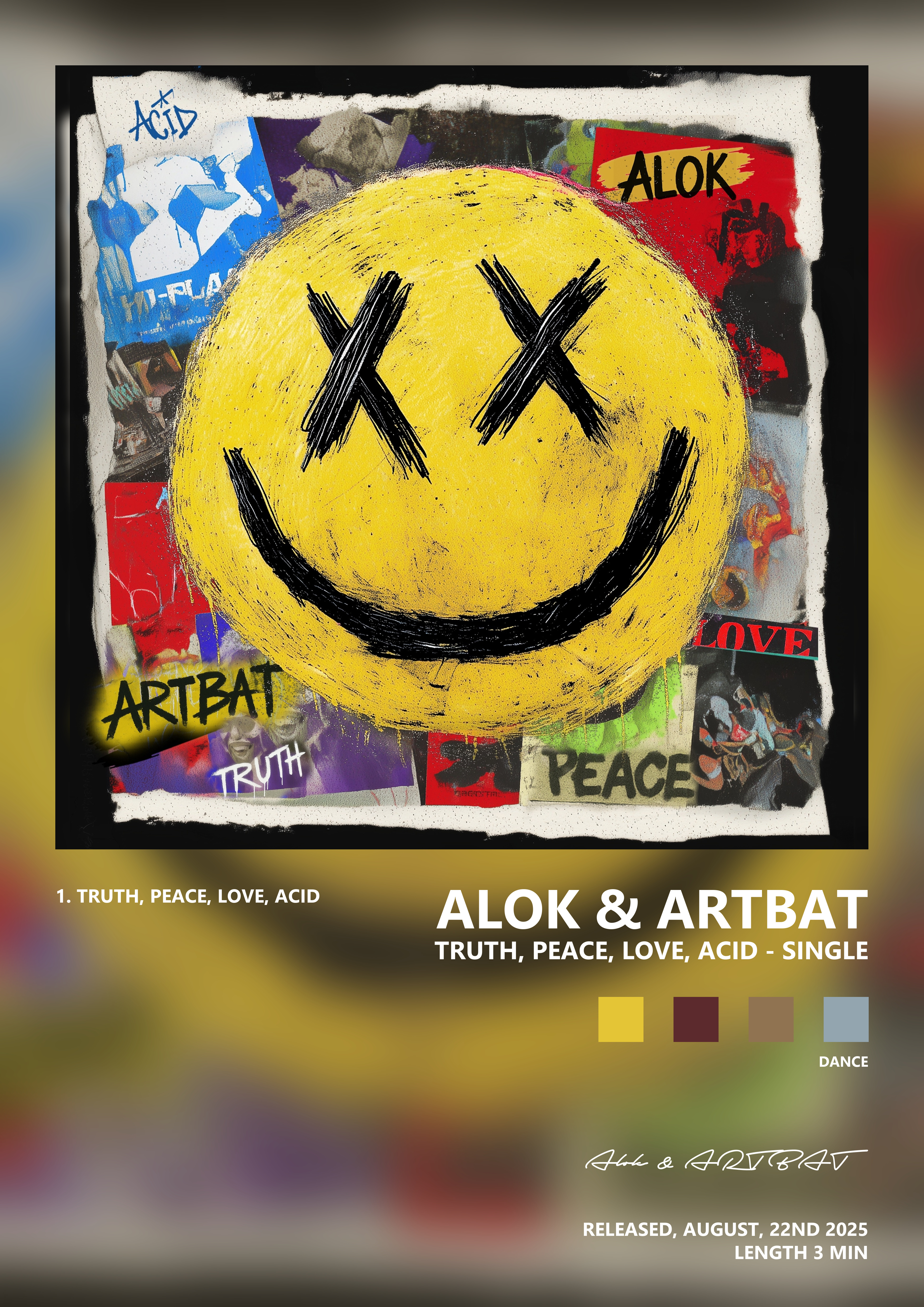 Music poster: Alok ARTBAT - Truth Peace Love Acid - Single