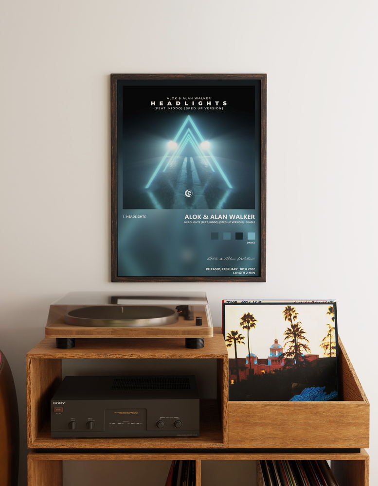 Music poster: Alok Alan Walker - Headlights feat KIDDO Sped-Up Version - Single