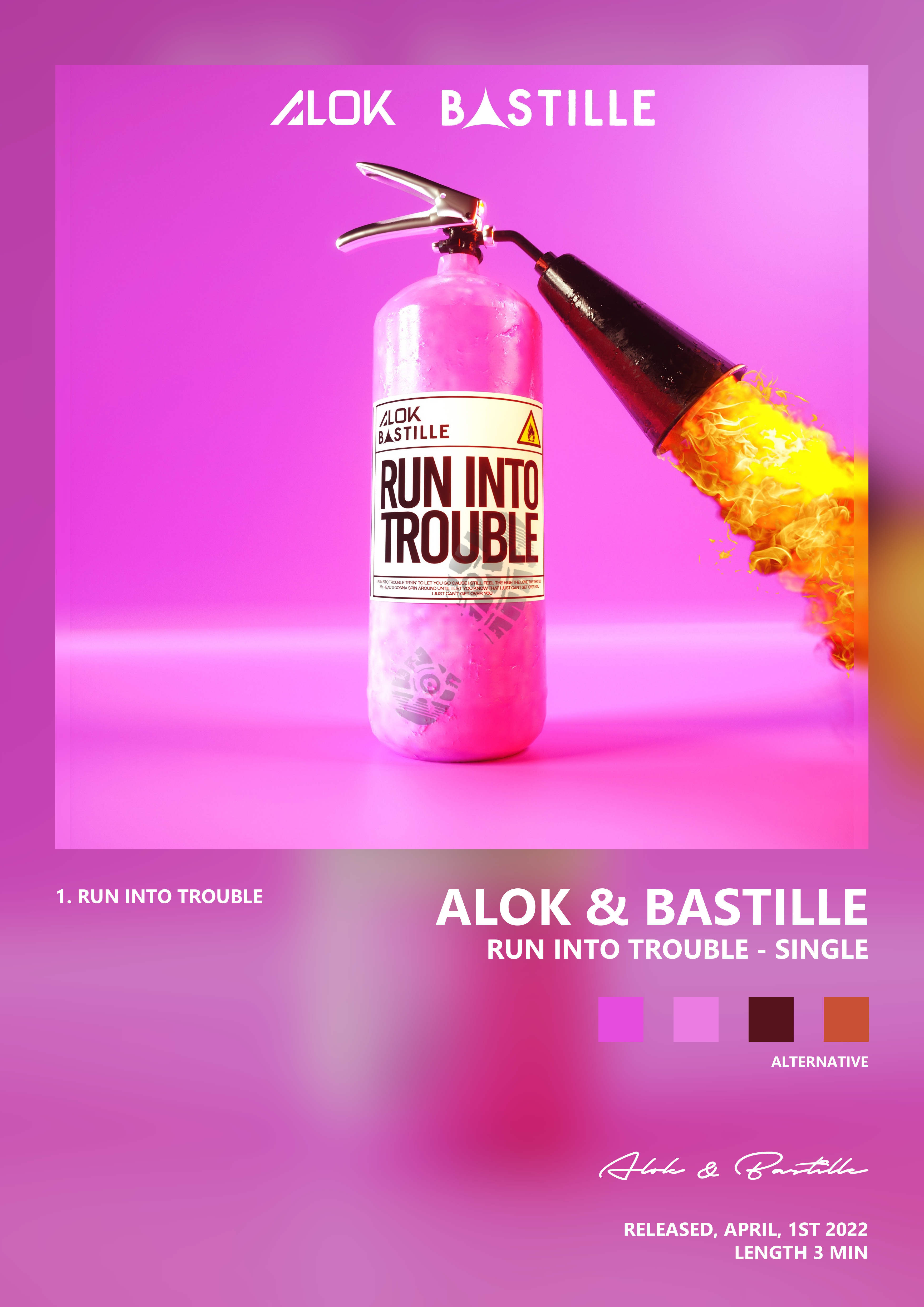 Music poster: Alok Bastille - Run Into Trouble - Single