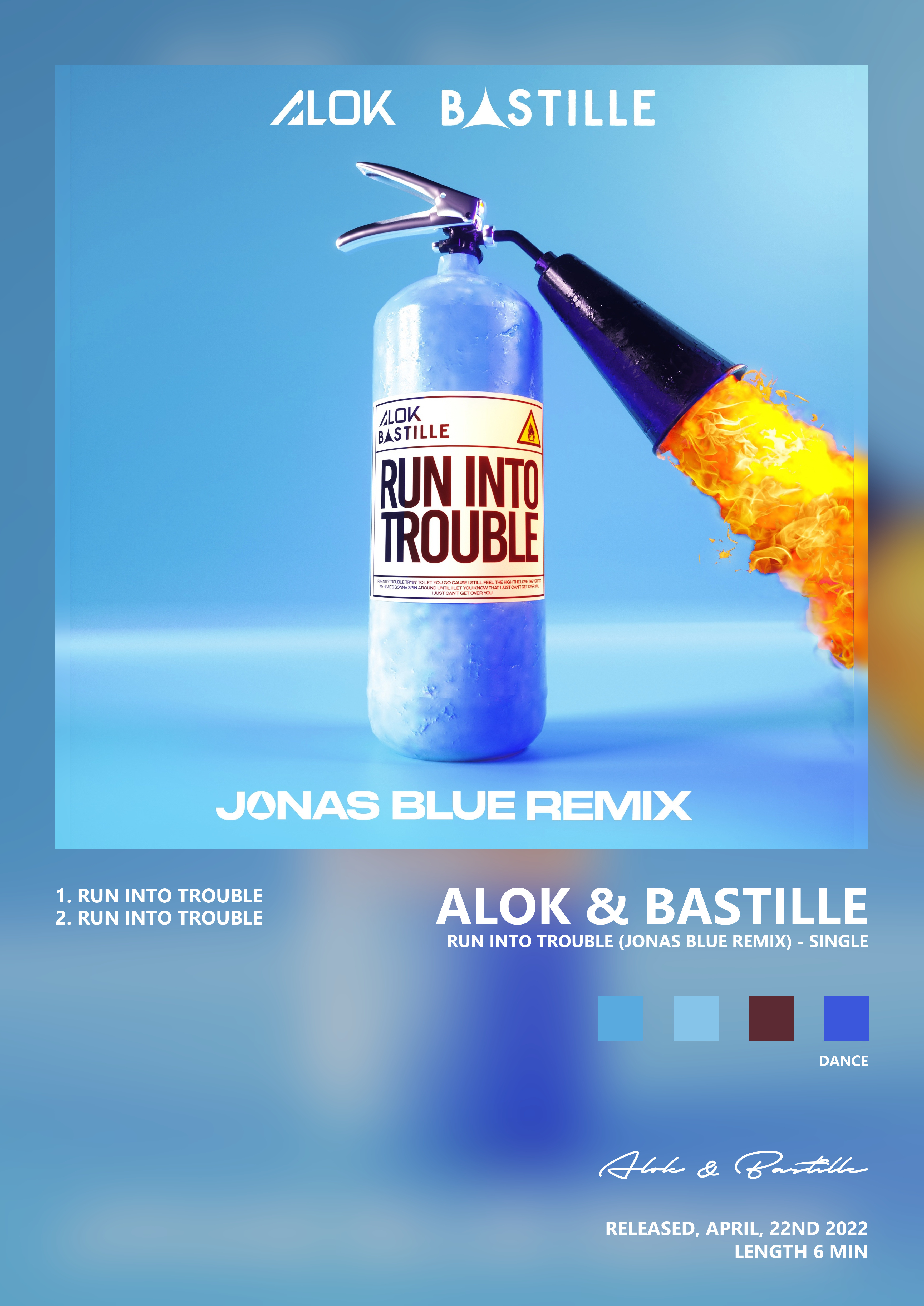 Music poster: Alok Bastille - Run Into Trouble Jonas Blue Remix - Single