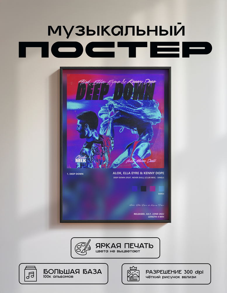 Music poster: Alok Ella Eyre Kenny Dope - Deep Down feat Never Dull Club Mix - Single