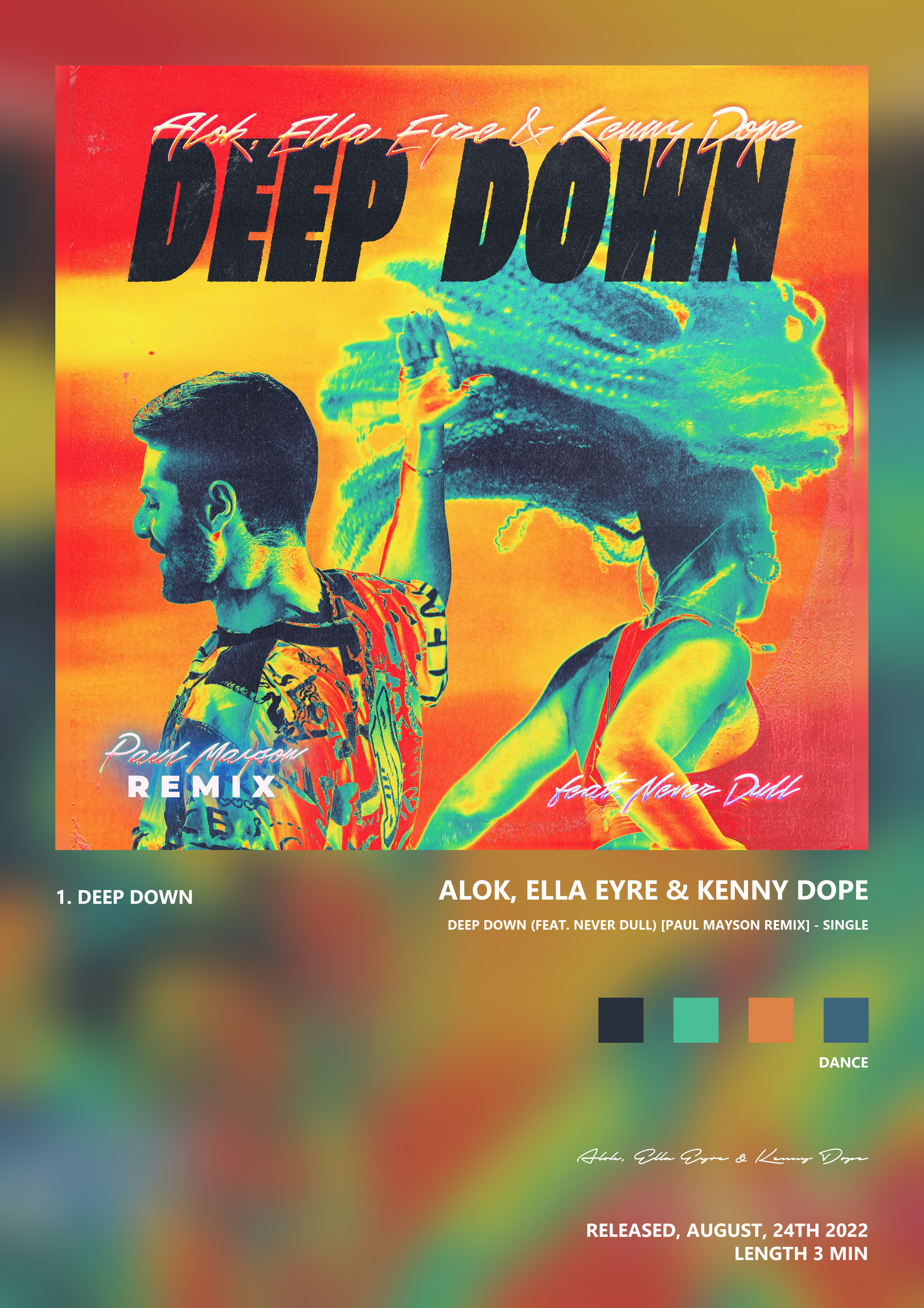 Music poster: Alok Ella Eyre Kenny Dope - Deep Down feat Never Dull Paul Mayson Remix - Single
