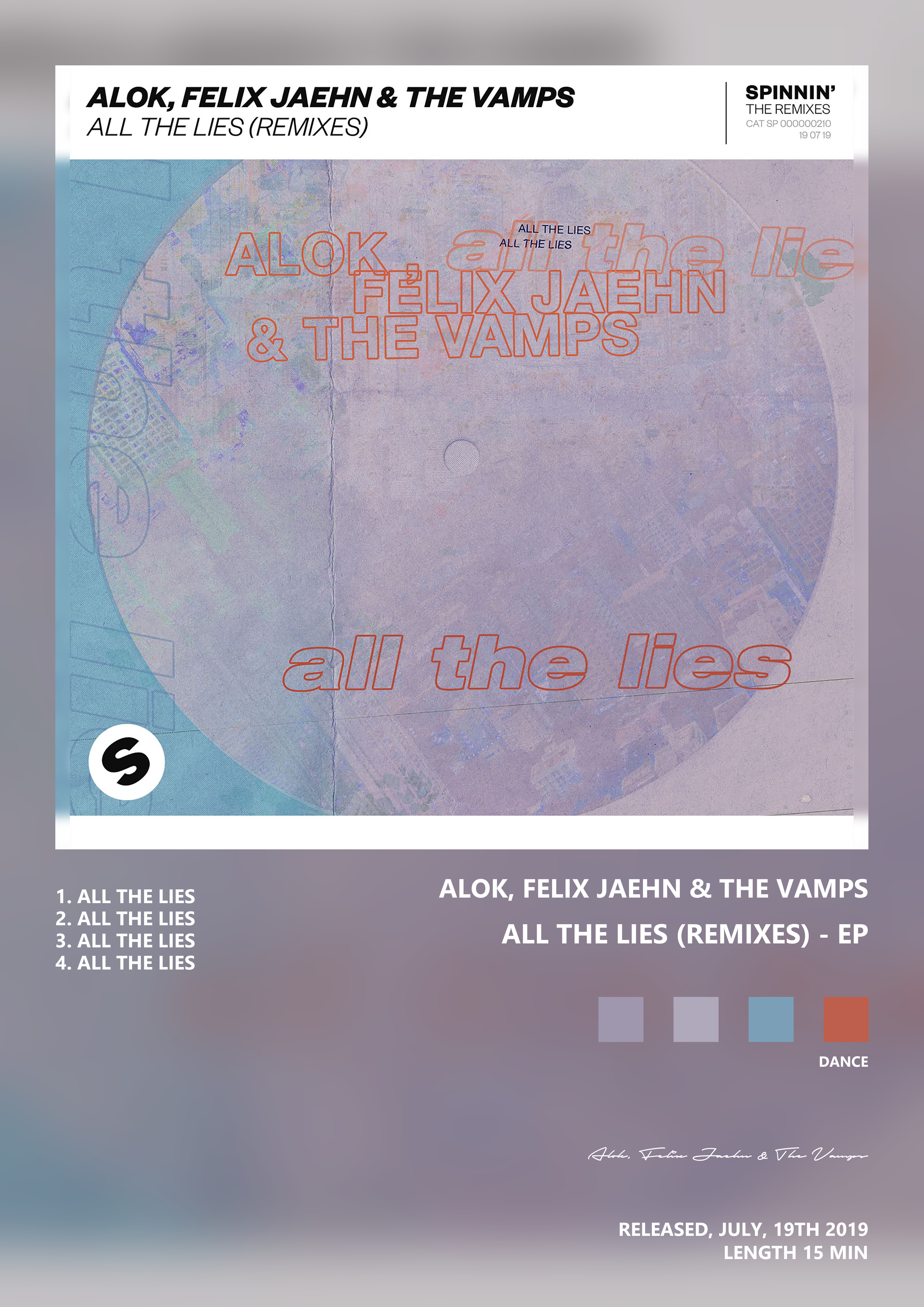Music poster: Alok Felix Jaehn The Vamps - All The Lies Remixes - EP