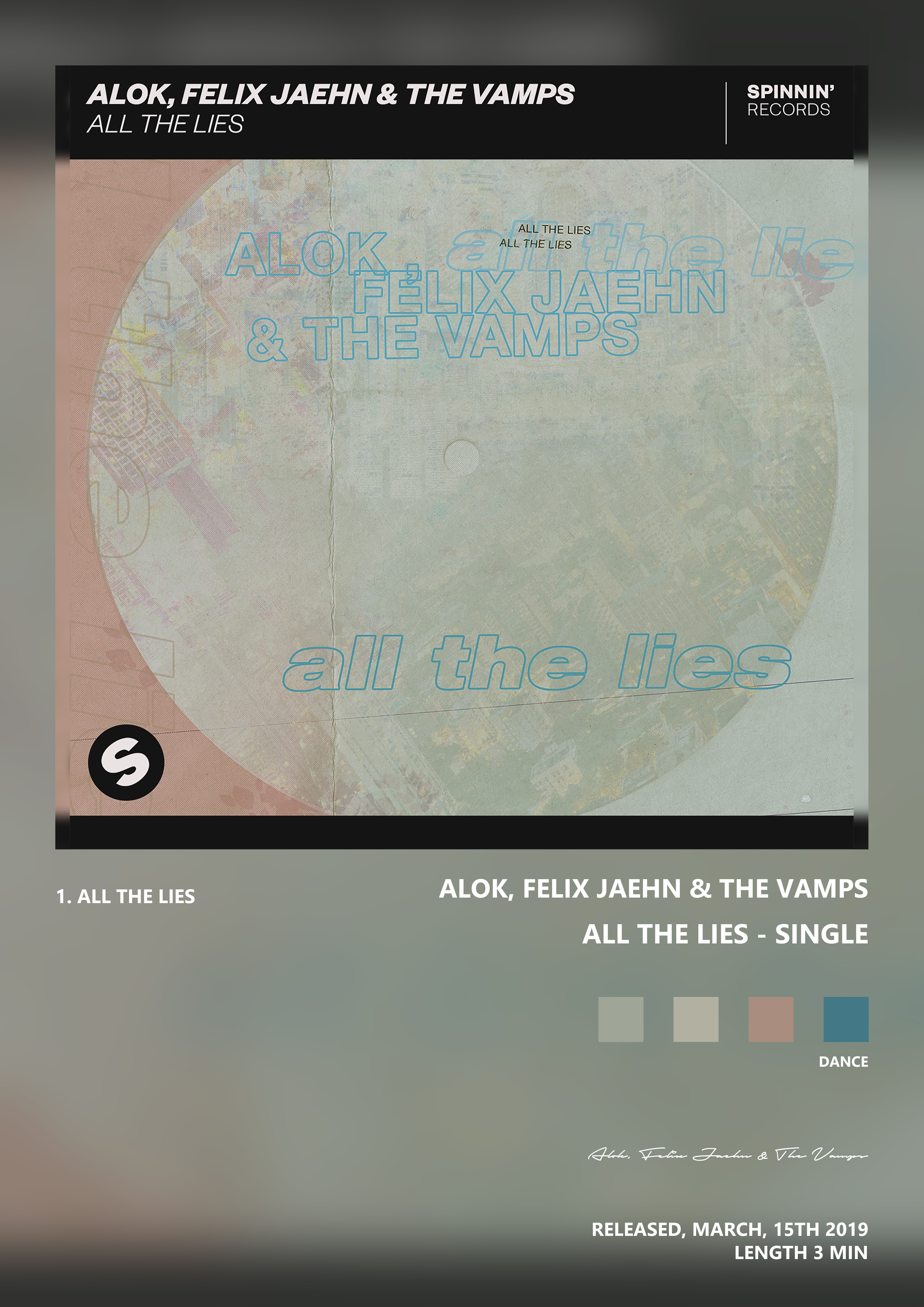 Music poster: Alok Felix Jaehn The Vamps - All the Lies - Single