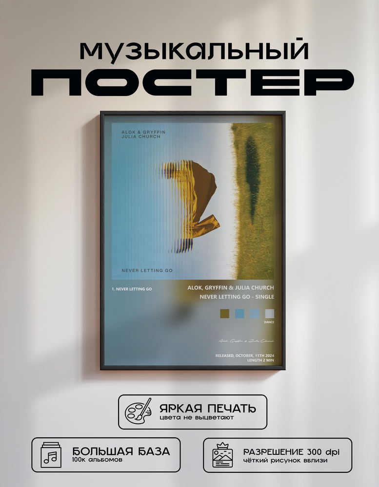 Music poster: Alok Gryffin Julia Church - Never Letting Go - Single