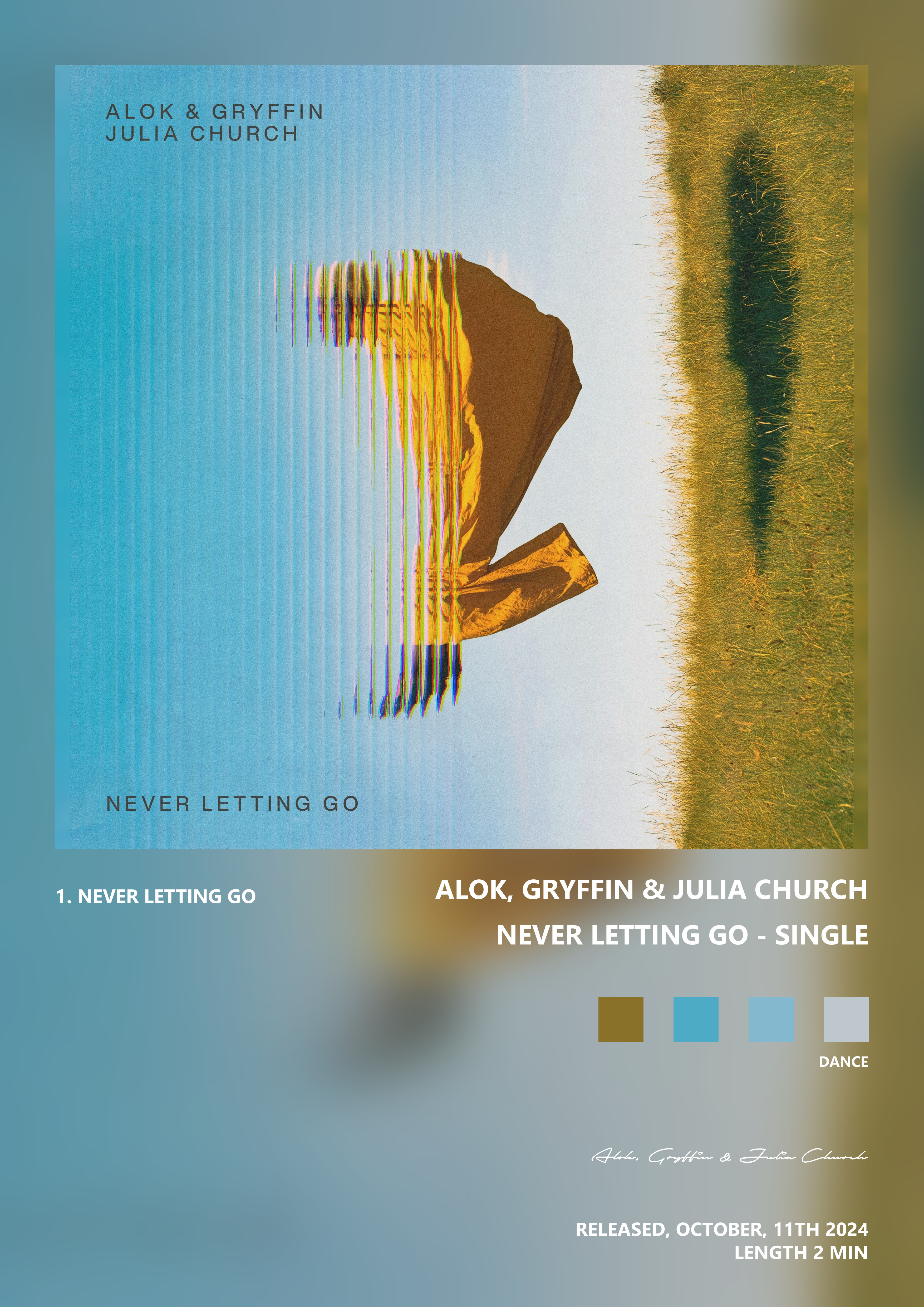 Music poster: Alok Gryffin Julia Church - Never Letting Go - Single