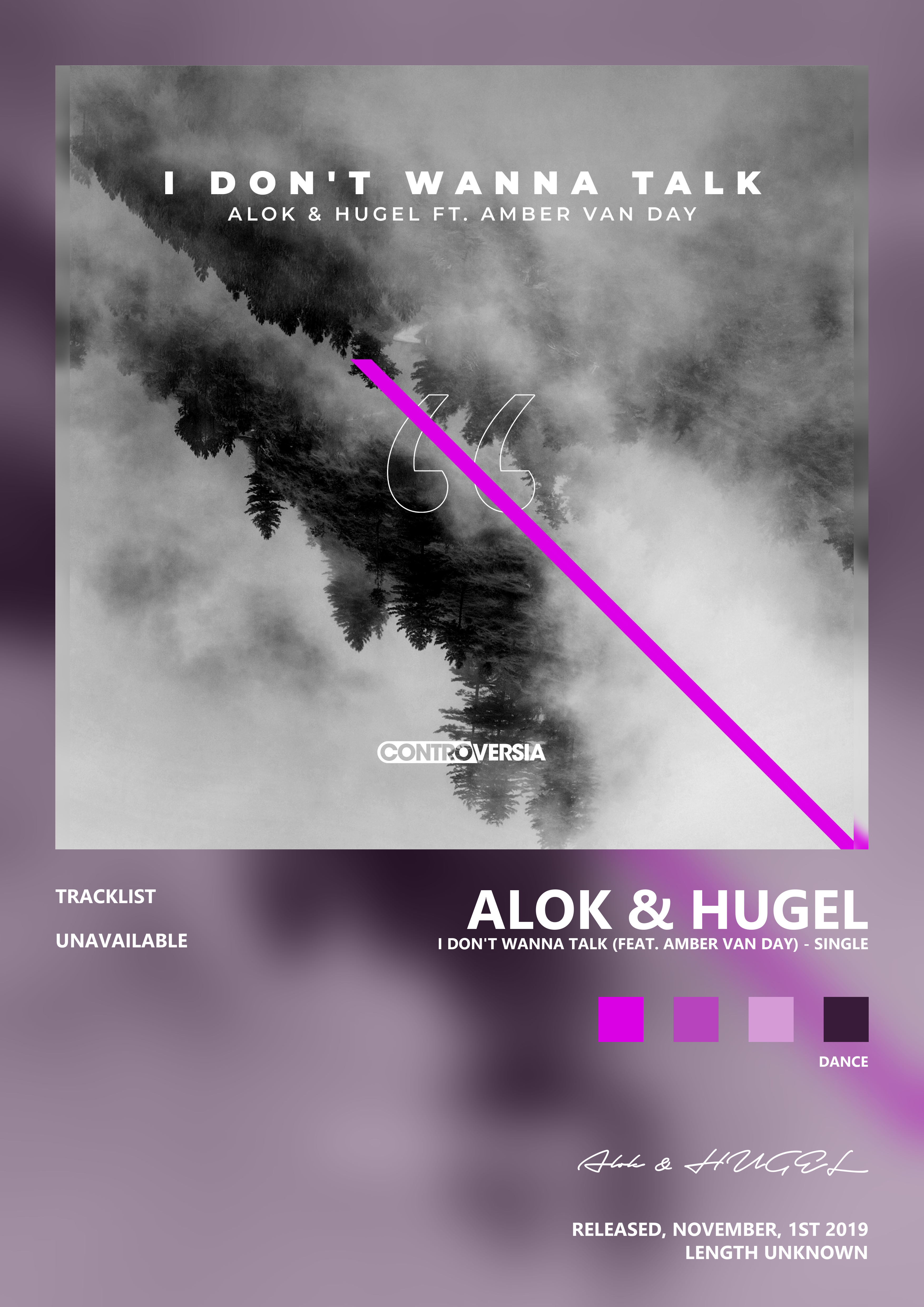Music poster: Alok HUGEL - I Dont Wanna Talk feat Amber Van Day - Single