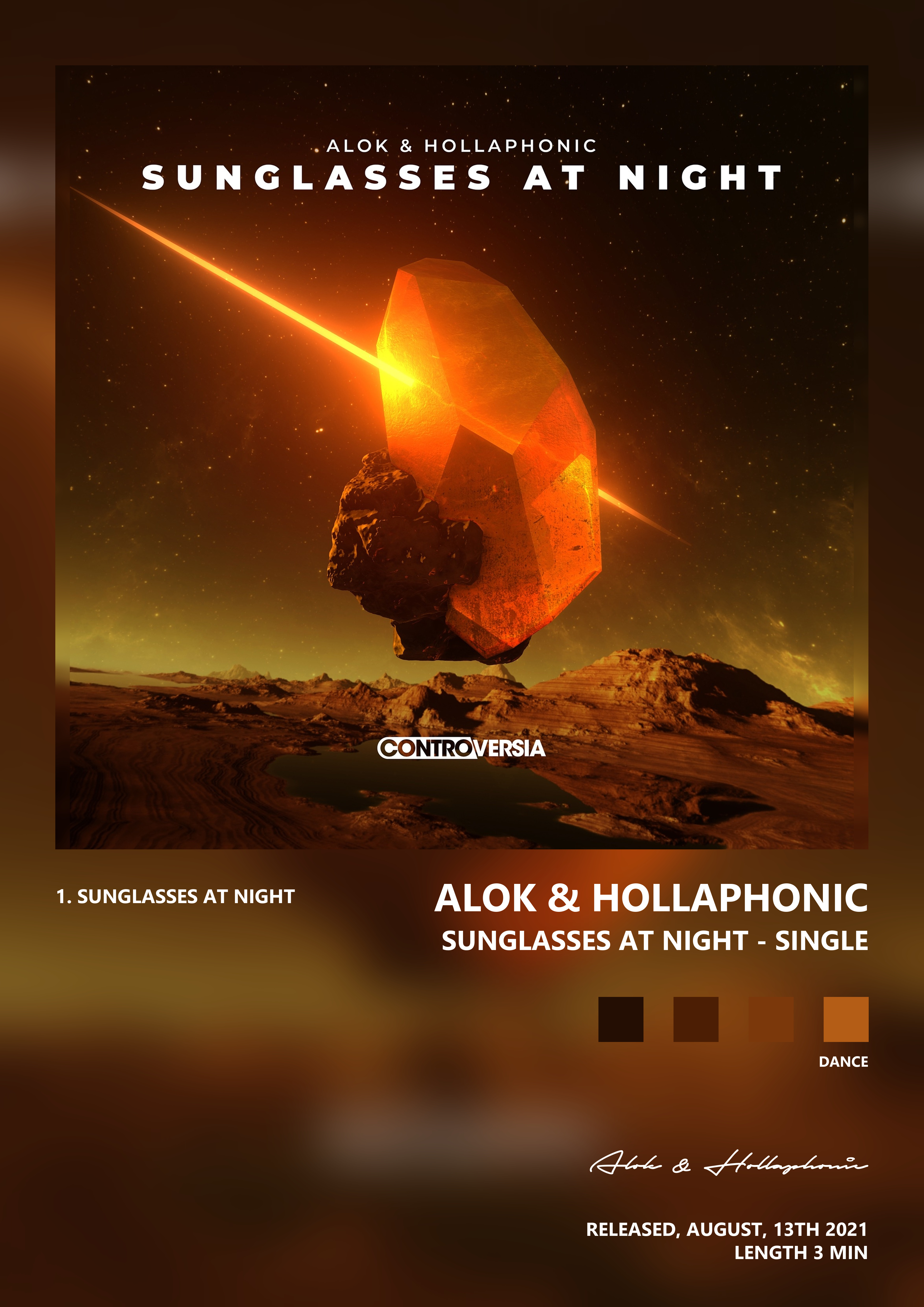 Music poster: Alok Hollaphonic - Sunglasses At Night - Single