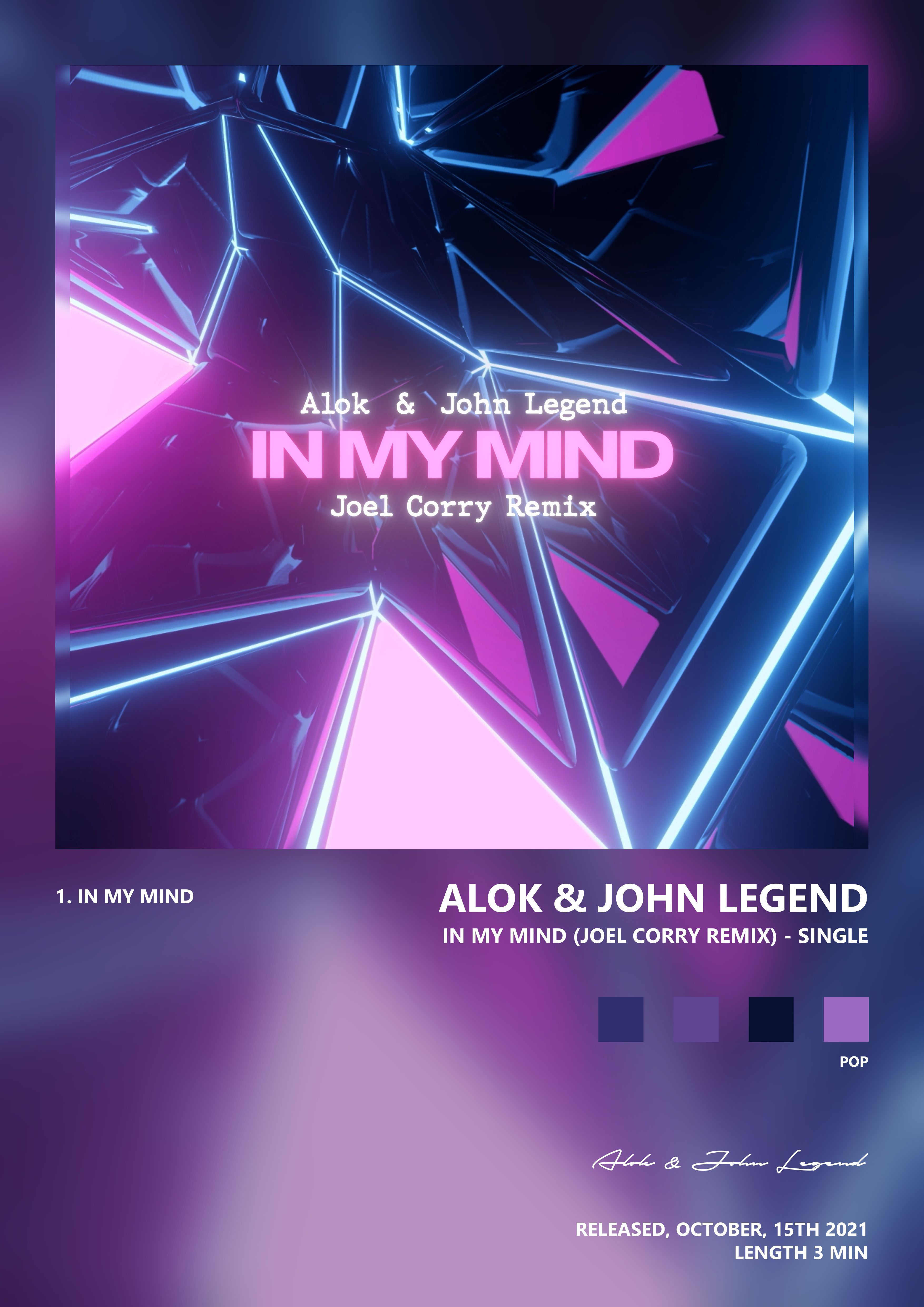 Music poster: Alok John Legend - In My Mind Joel Corry Remix - Single