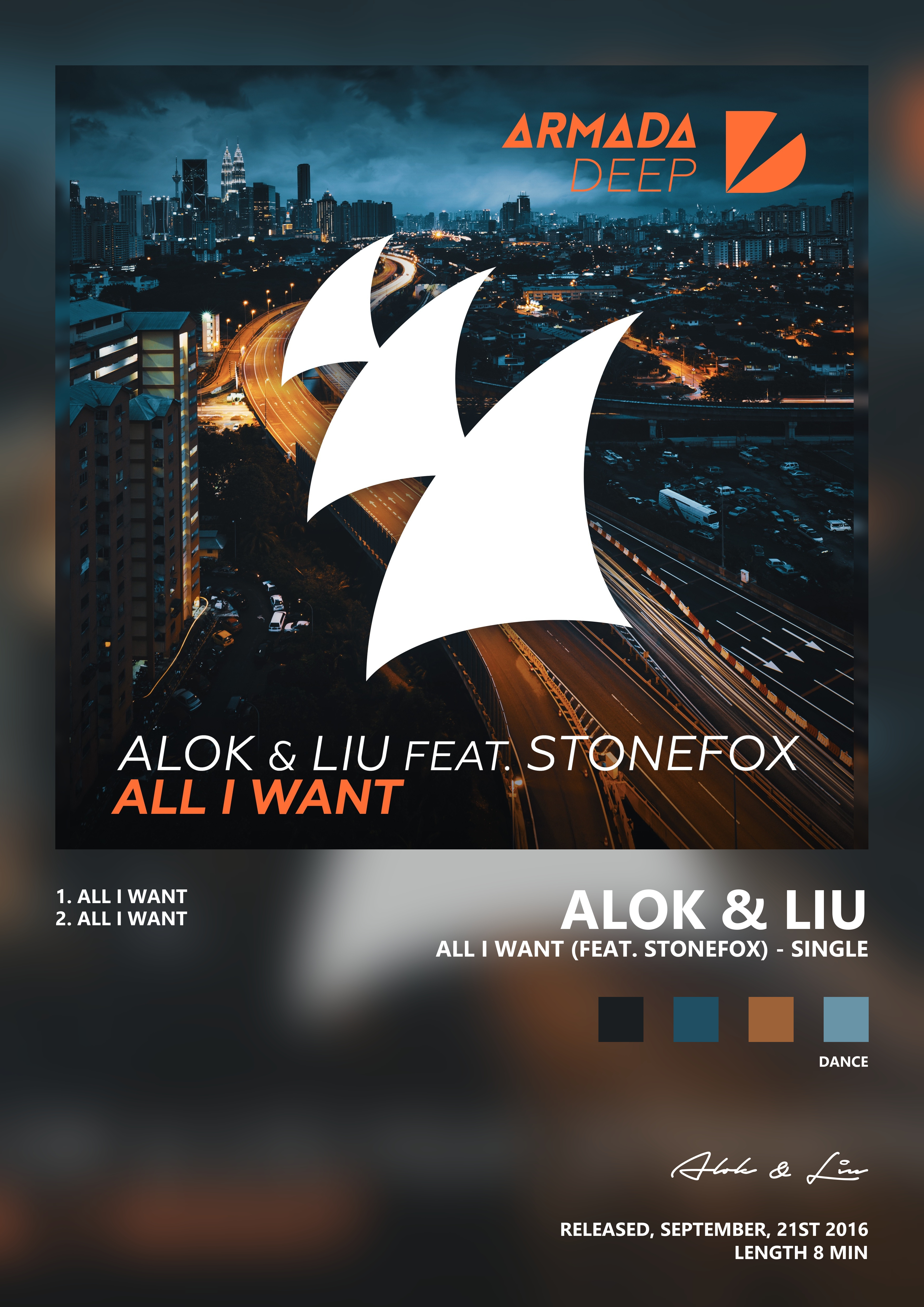 Music poster: Alok Liu - All I Want feat Stonefox - Single