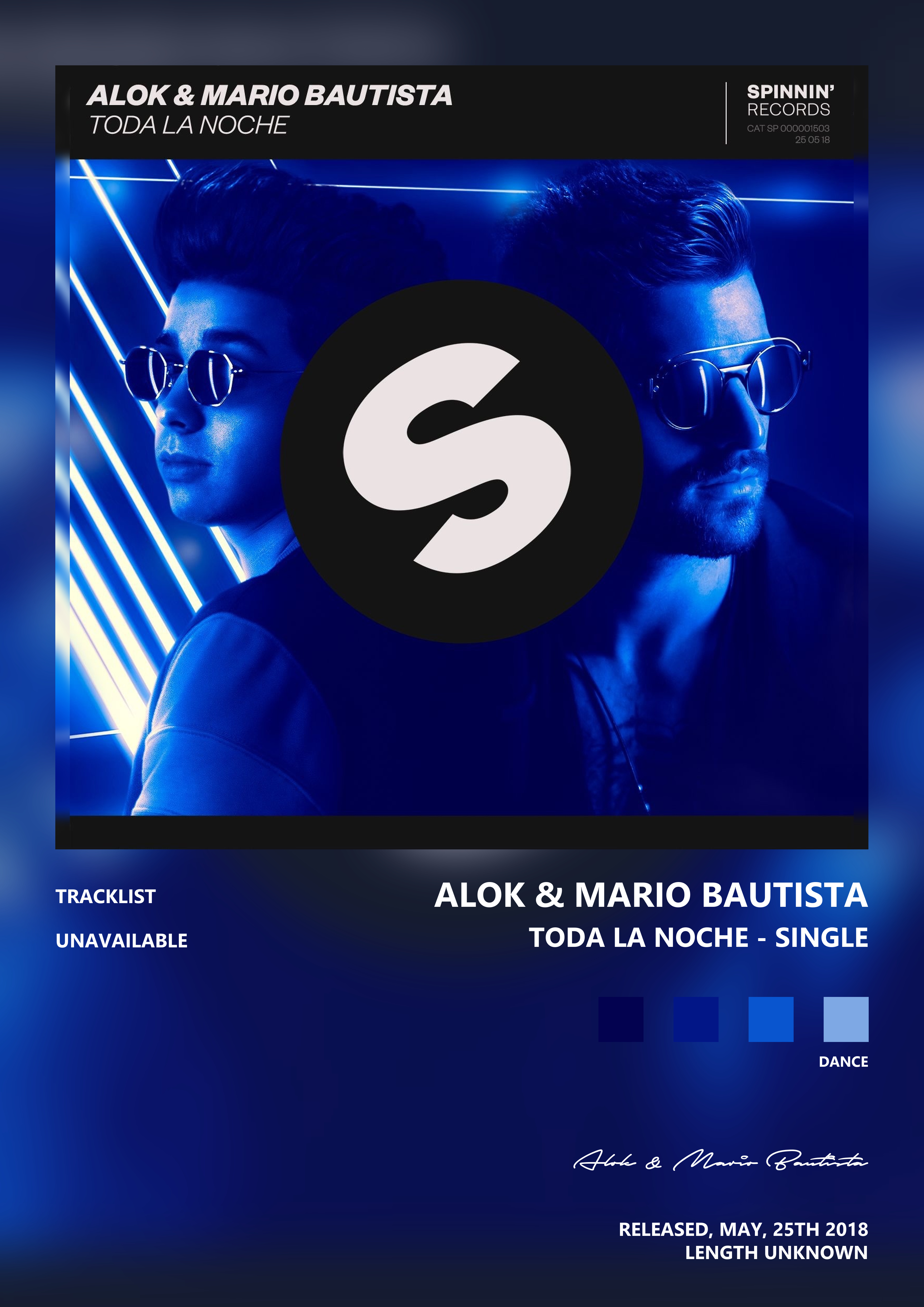 Music poster: Alok Mario Bautista - Toda La Noche - Single