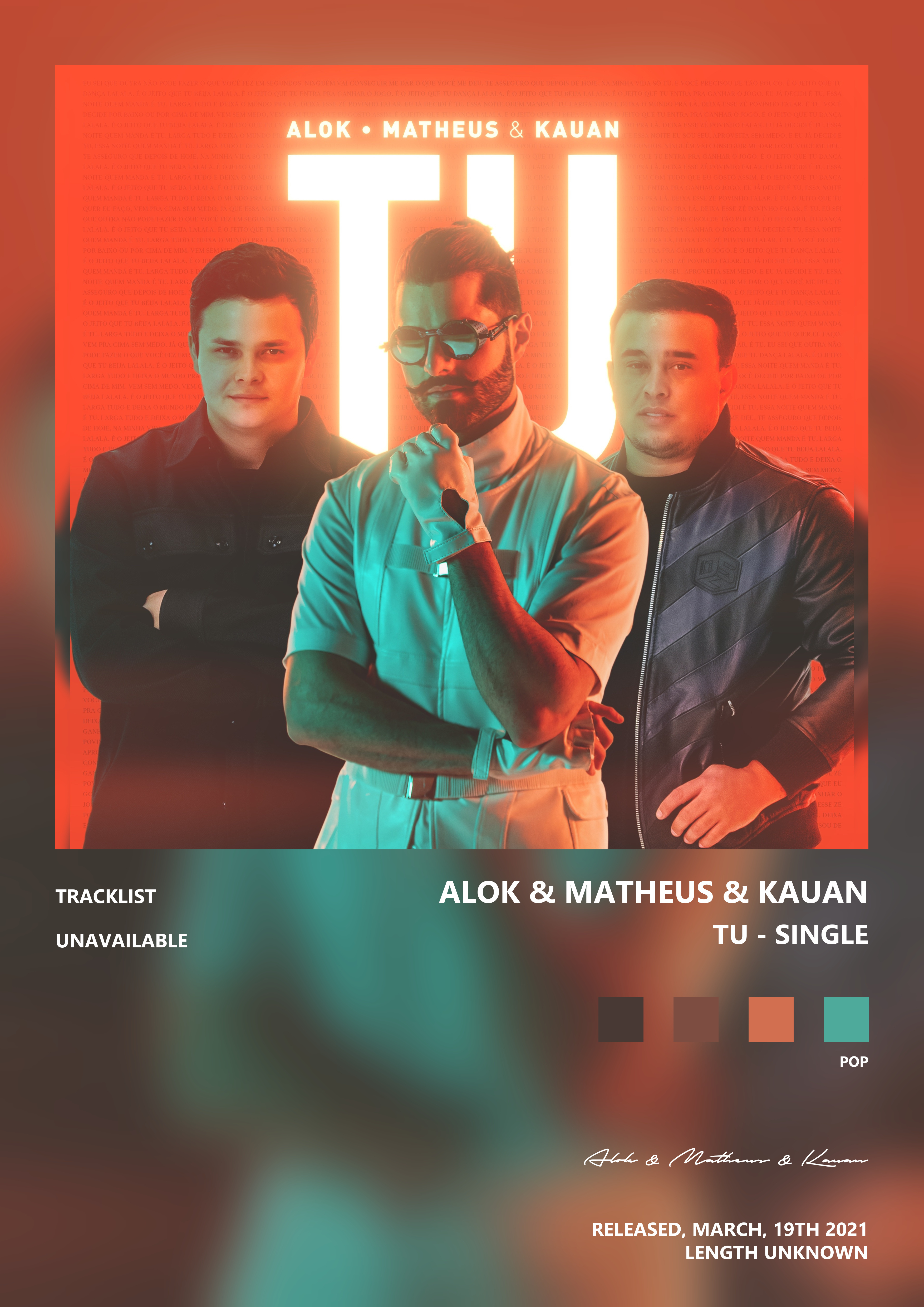 Music poster: Alok Matheus Kauan - TU - Single
