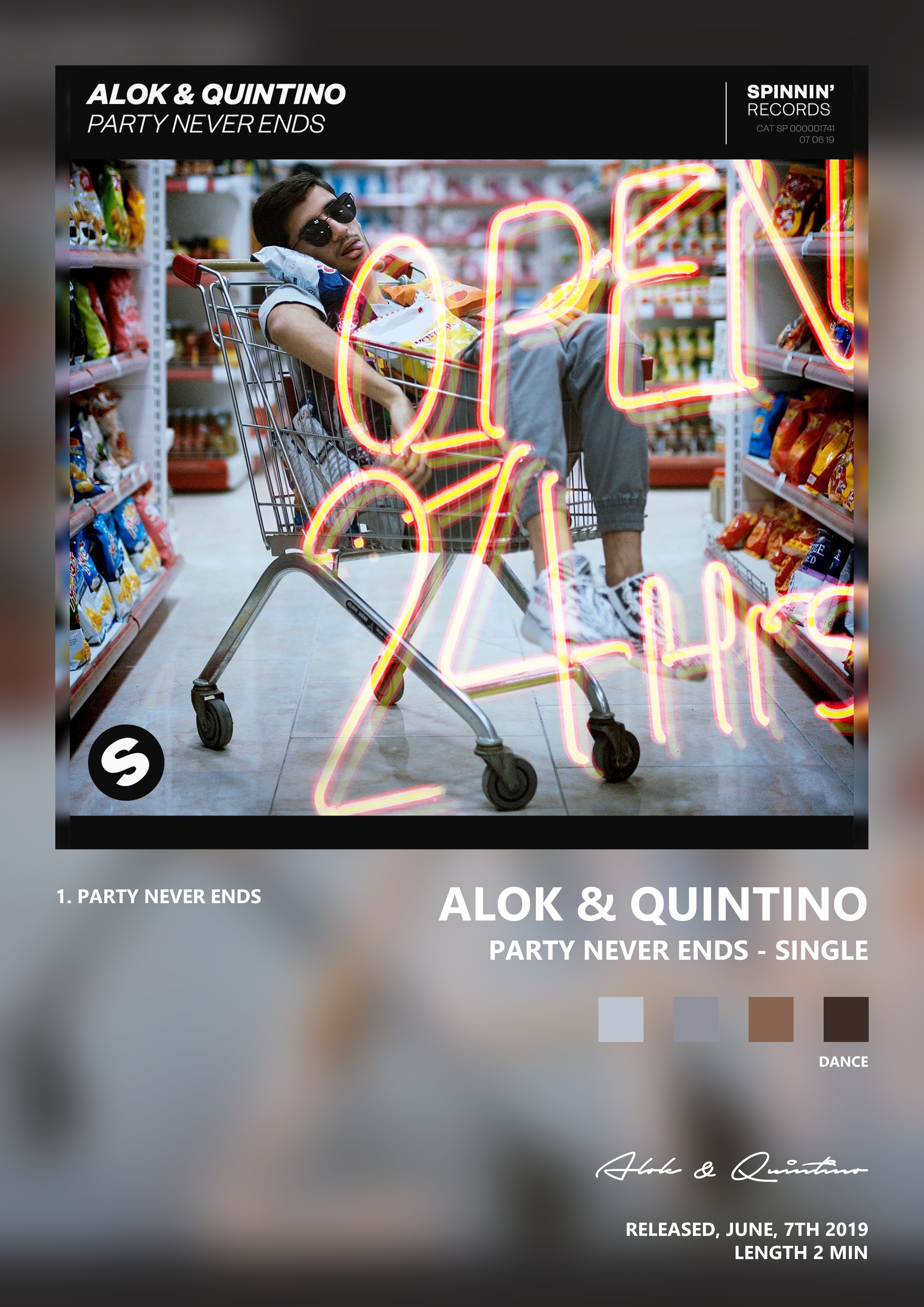 Music poster: Alok Quintino - Party Never Ends - Single