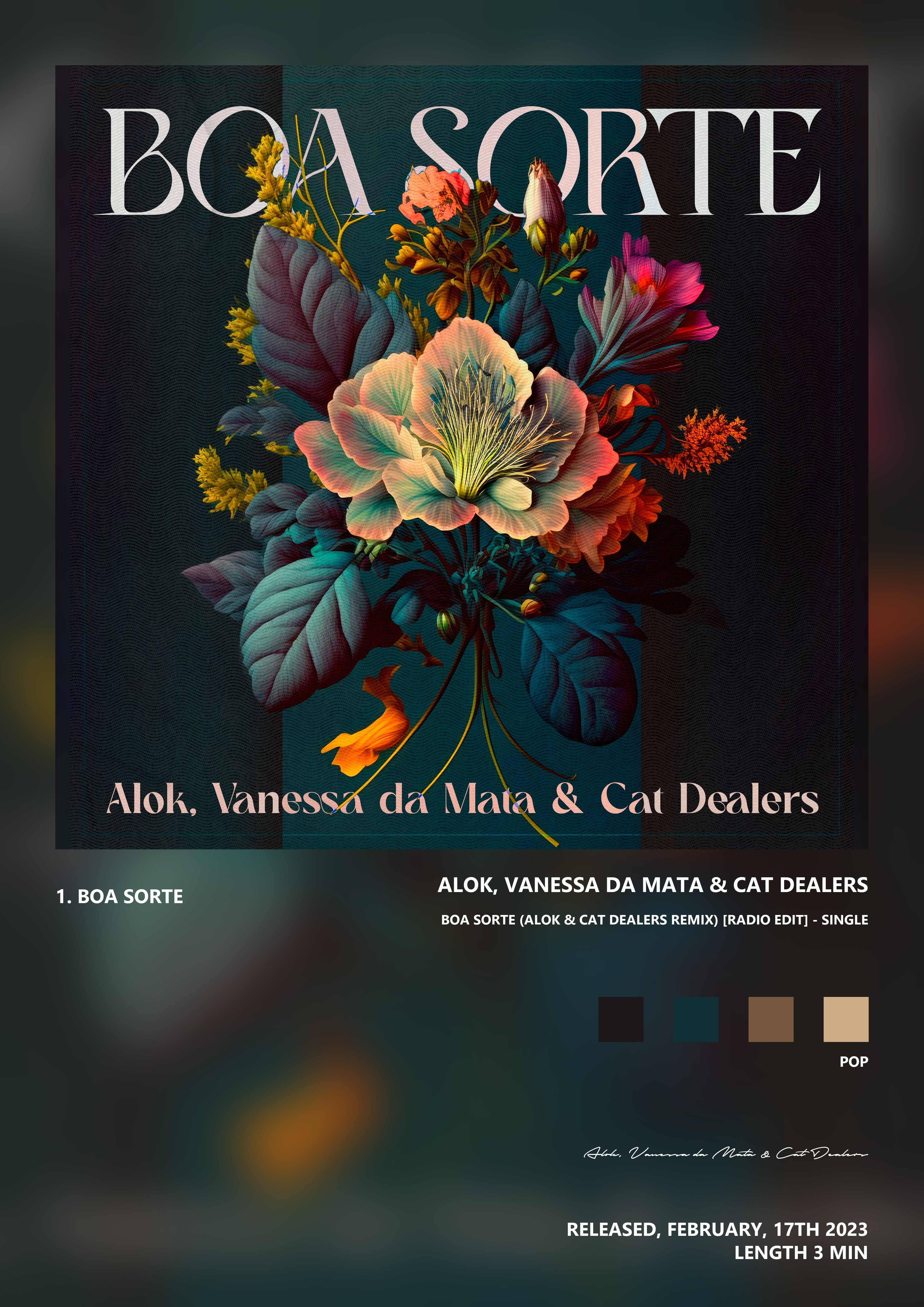Music poster: Alok Vanessa da Mata Cat Dealers - Boa Sorte Alok Cat Dealers Remix Radio Edit - Single