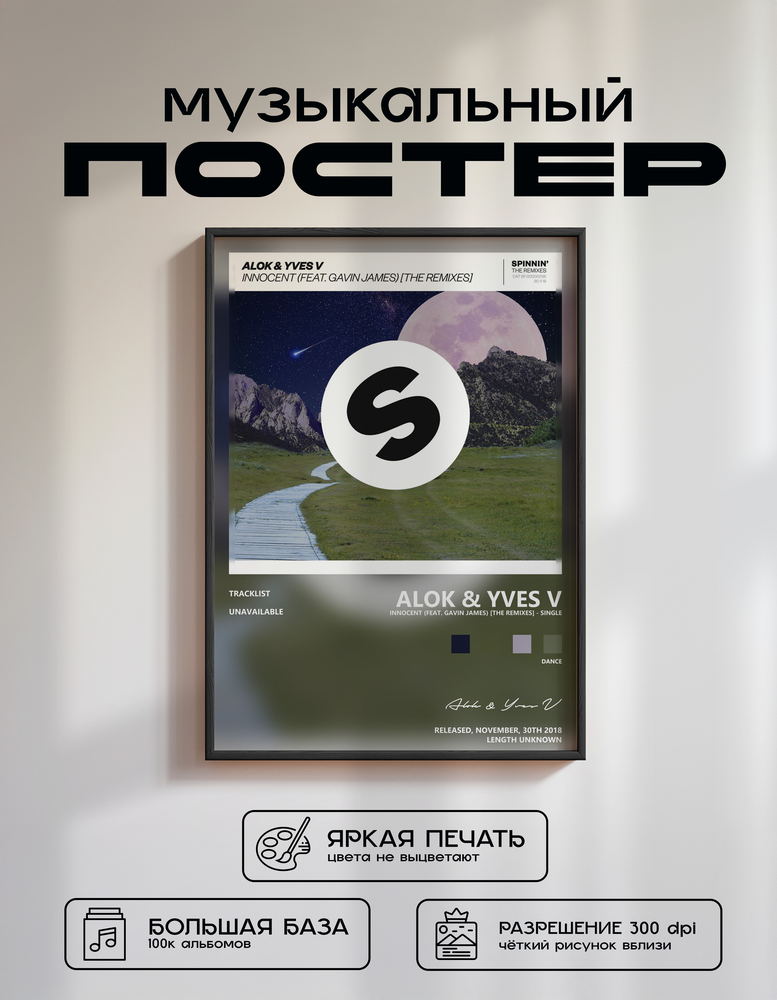 Music poster: Alok Yves V - Innocent feat Gavin James The Remixes - Single