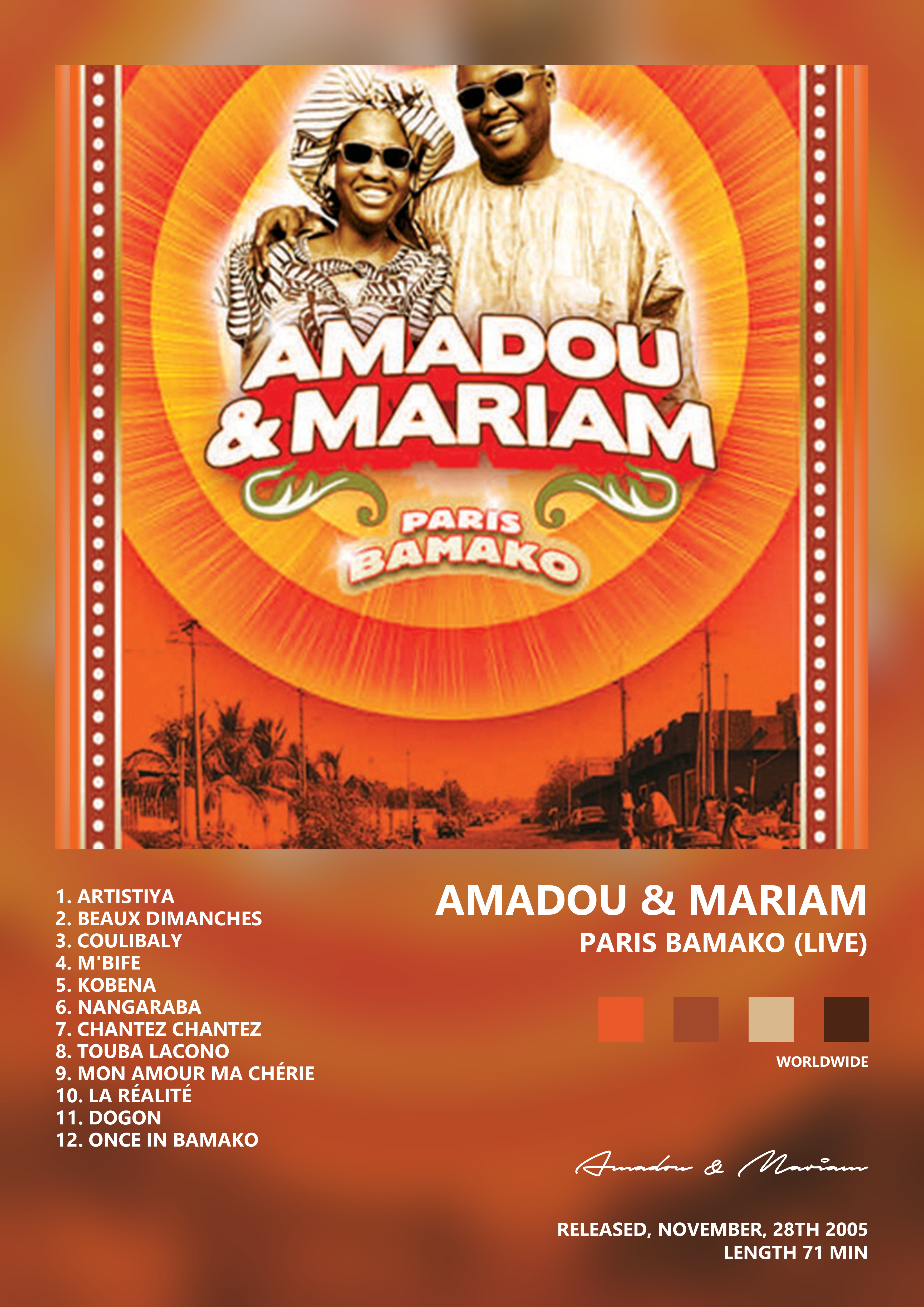 Music poster: Amadou Mariam - Paris Bamako Live